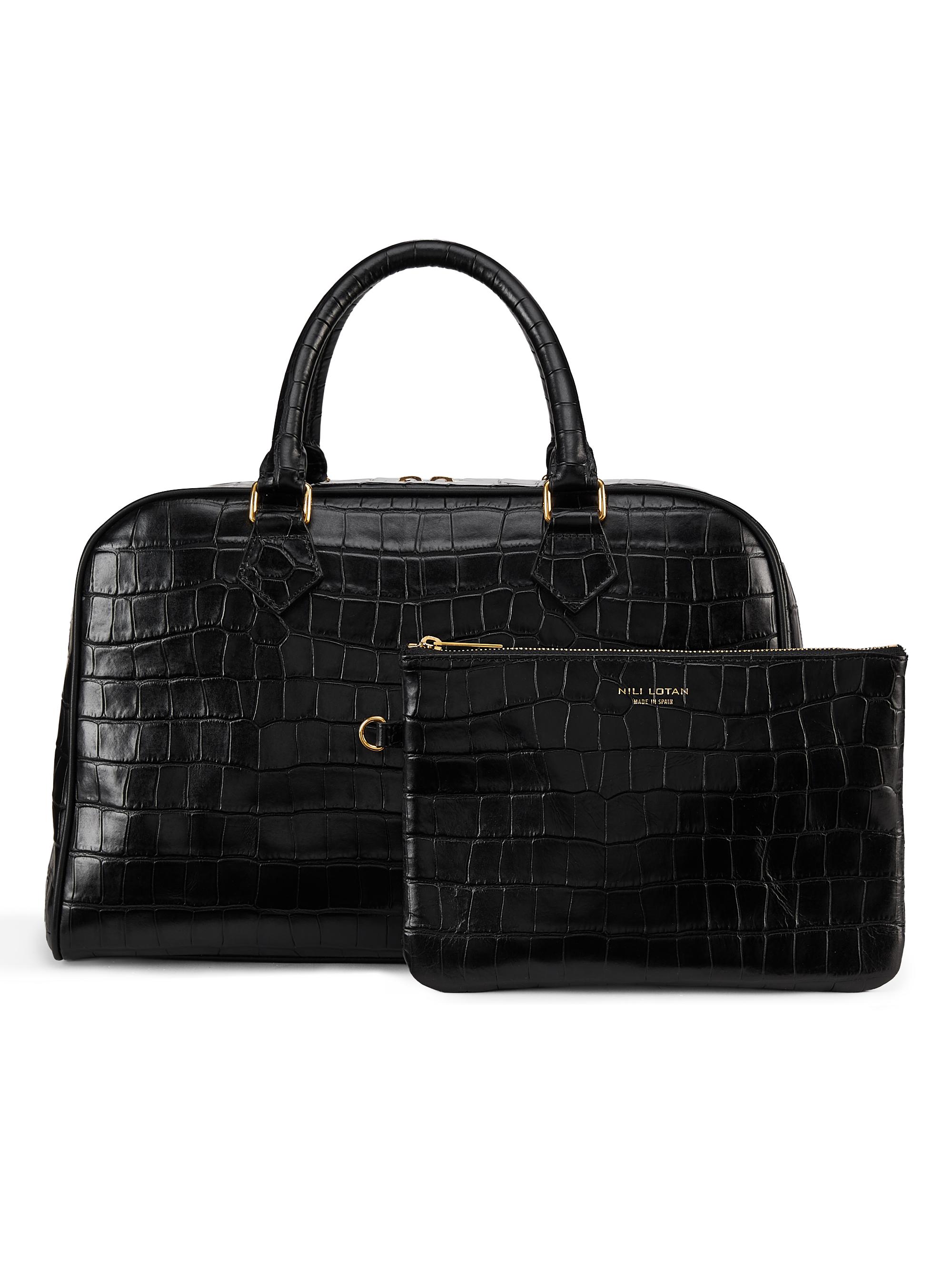Nili Lotan Jaclyn Croc-Embossed Leather Top Handle Bag | Saks