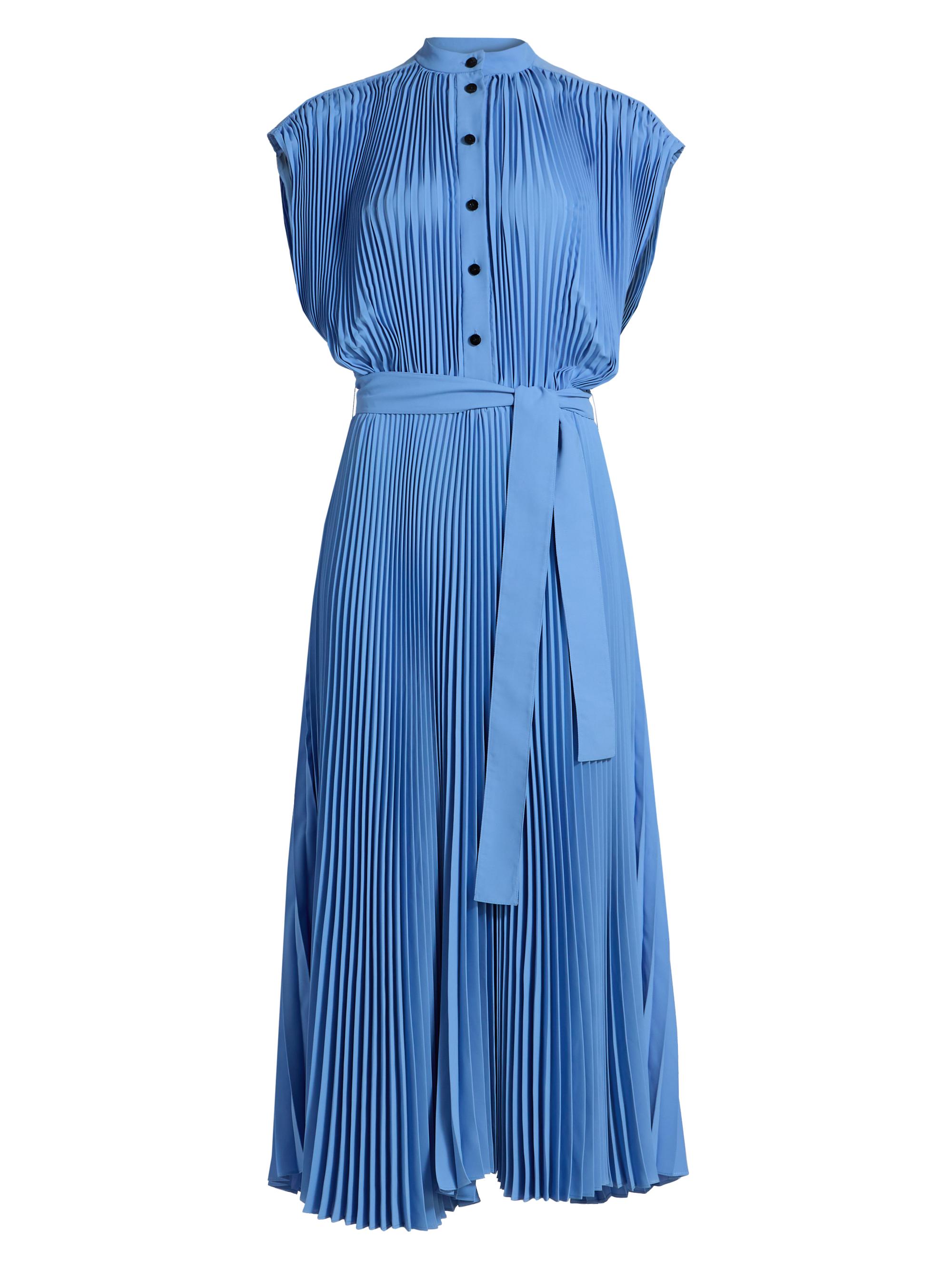 Proenza Schouler Women's Farah Pleated Crepe Tie-Waist Midi-Dress - Sky Blue