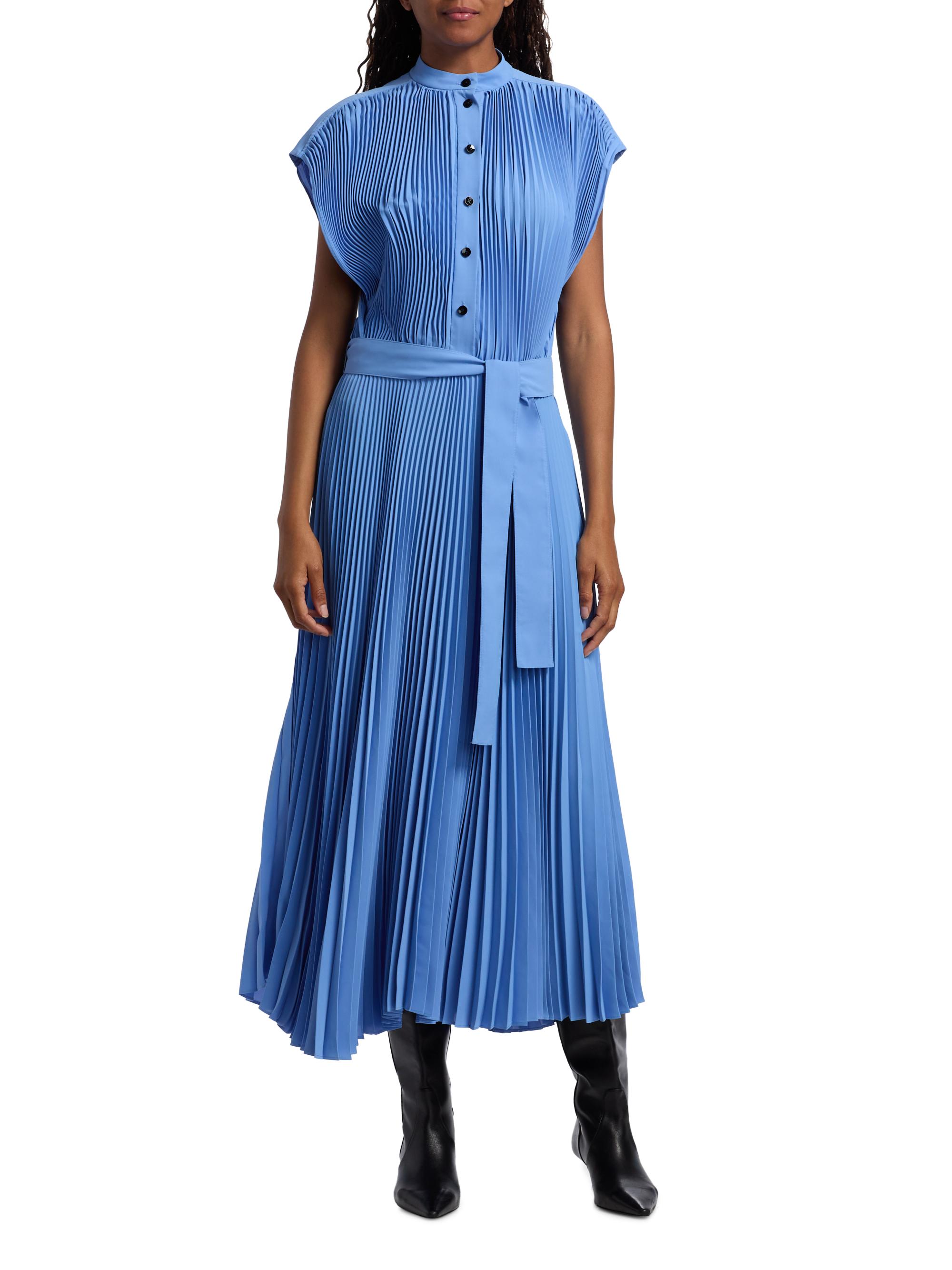 Proenza Schouler Farah Pleated Crepe Tie-Waist Midi-Dress | Saks