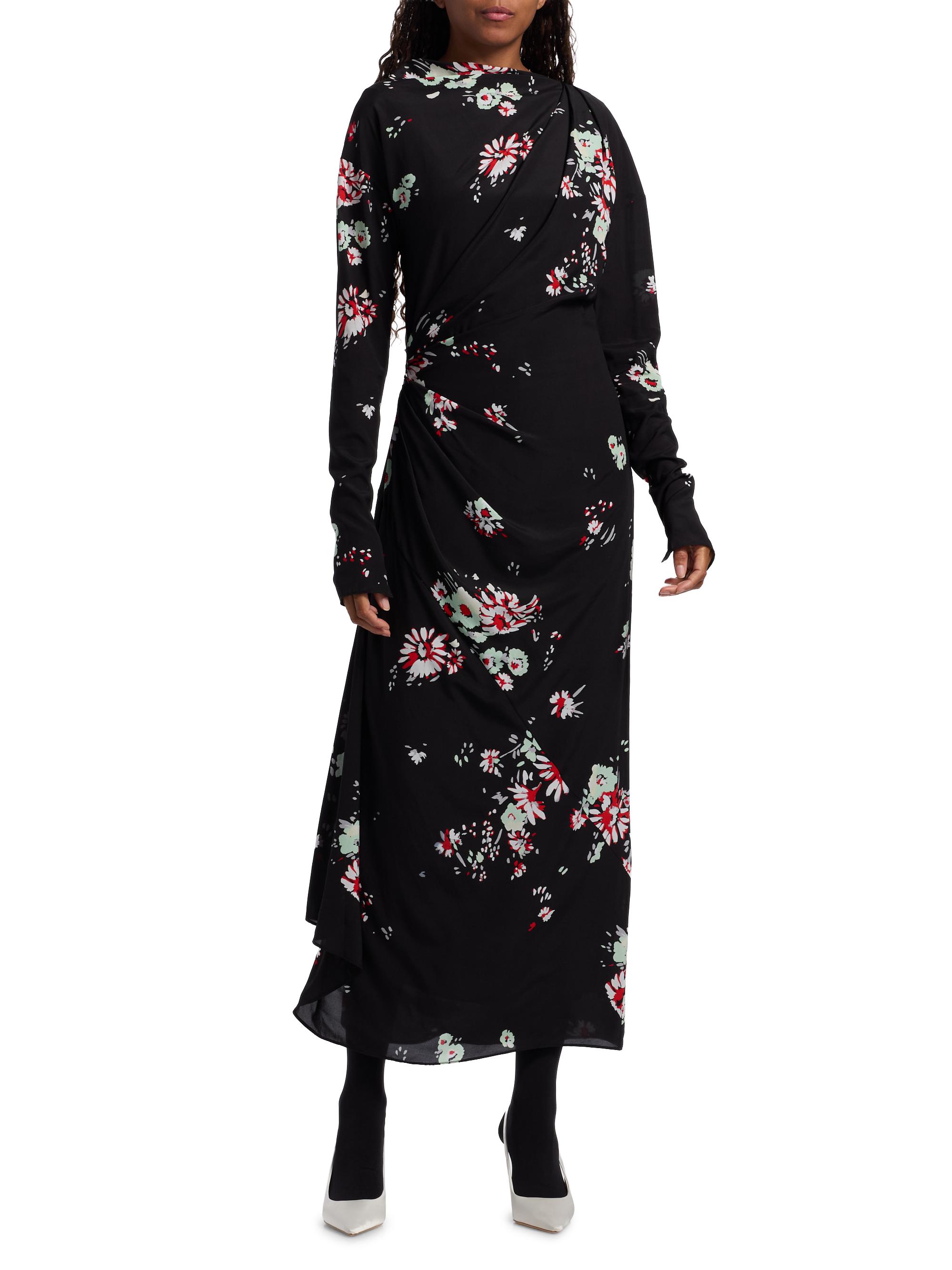 Proenza Schouler Trudie Floral Draped Midi-Dress | Saks Fifth Avenue