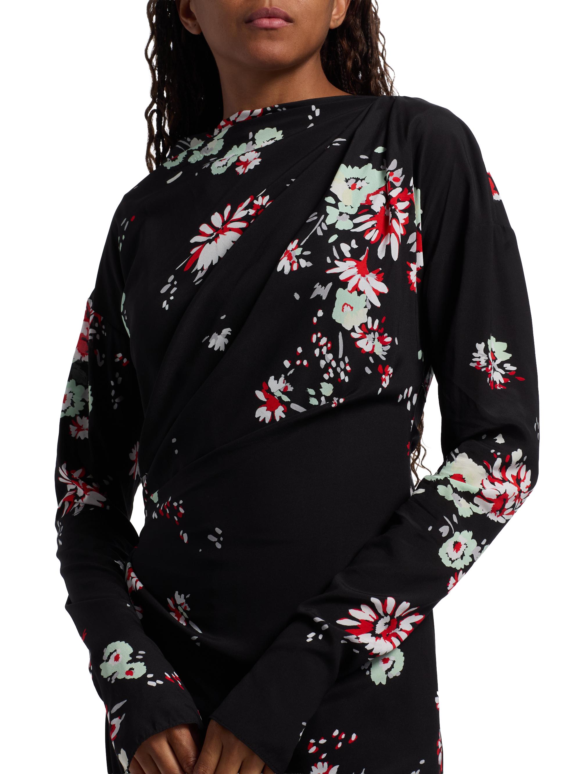 Proenza Schouler Trudie Floral Draped Midi-Dress | Saks Fifth Avenue