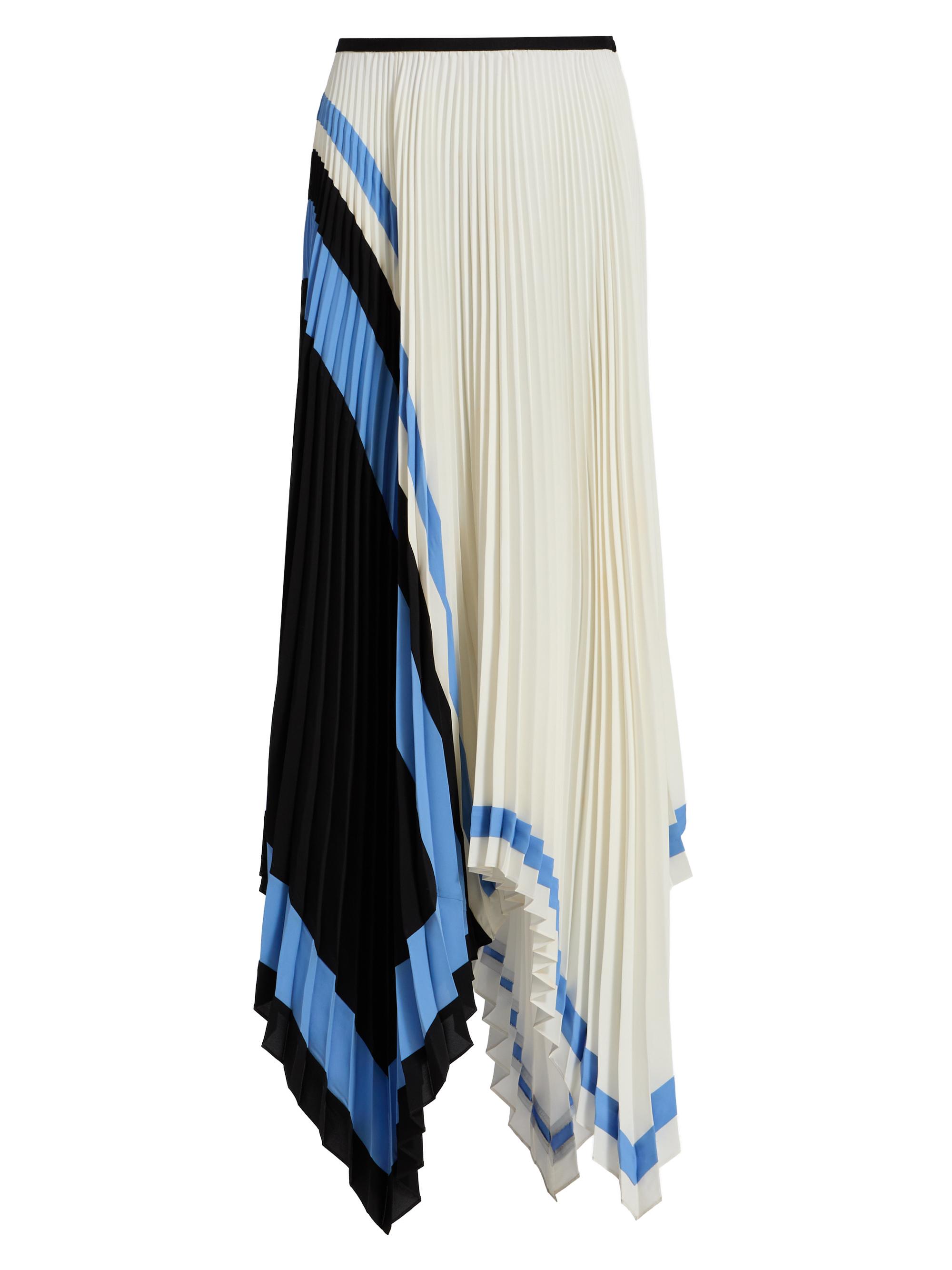 Proenza Schouler Women's Emilia Striped Pleated Asymmetrical Midi-Skirt - White Multi