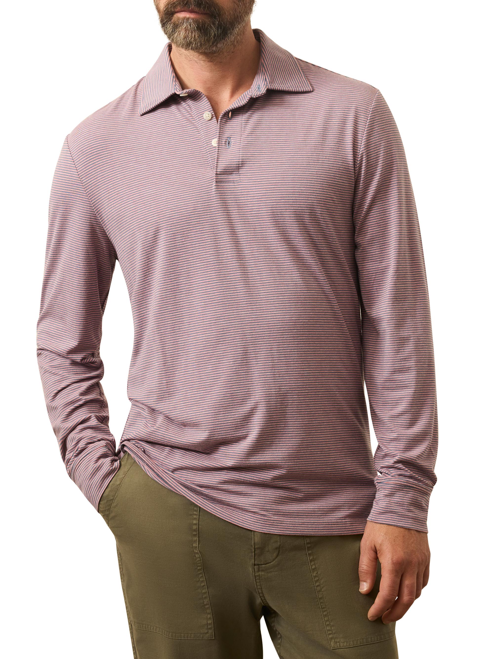 Faherty Brand Men's Movement Striped Long-Sleeve Polo Shirt - Three Springs Stripe