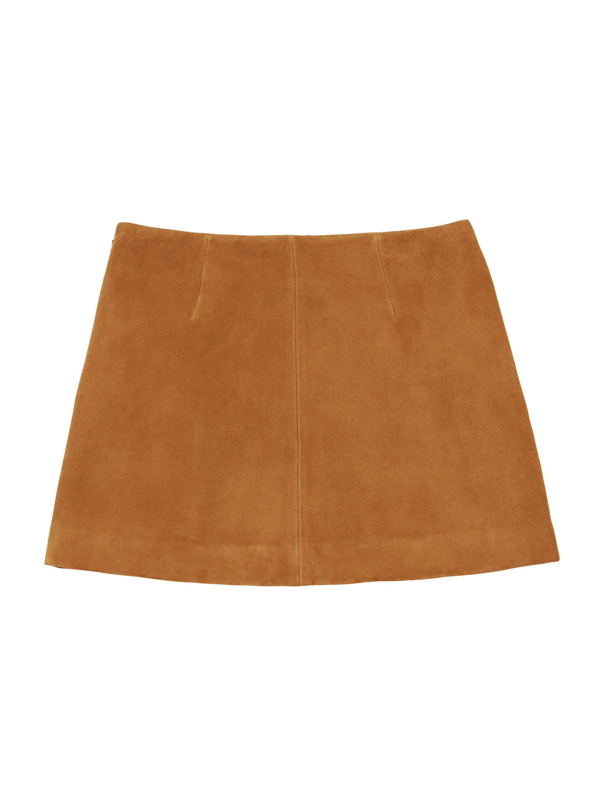 Marc Jacobs Women's Box Pleat A-Line Suede Miniskirt - Copper