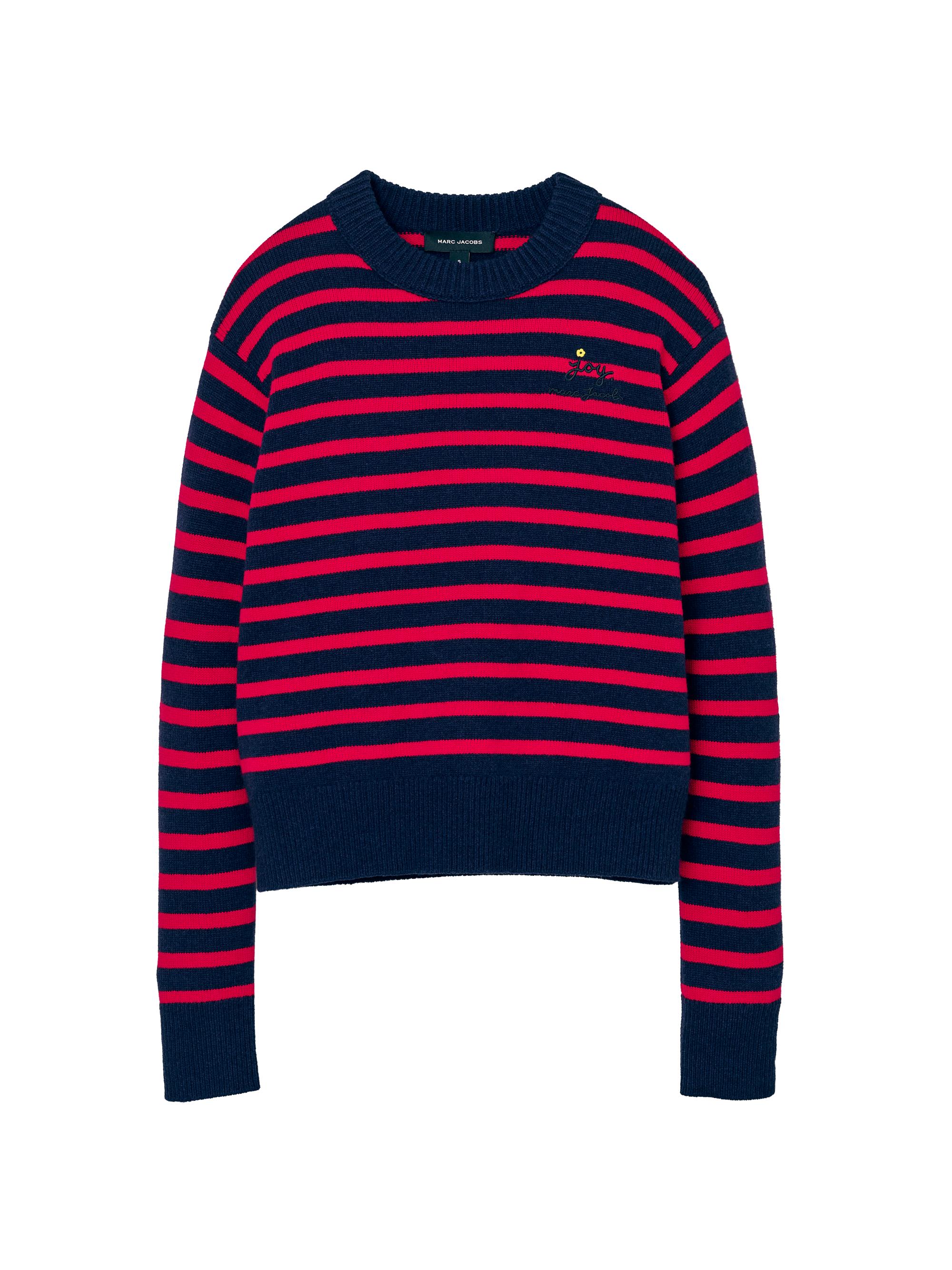 Marc Jacobs Women's Joy Striped Wool-Cashmere Sweater - Navy Red
