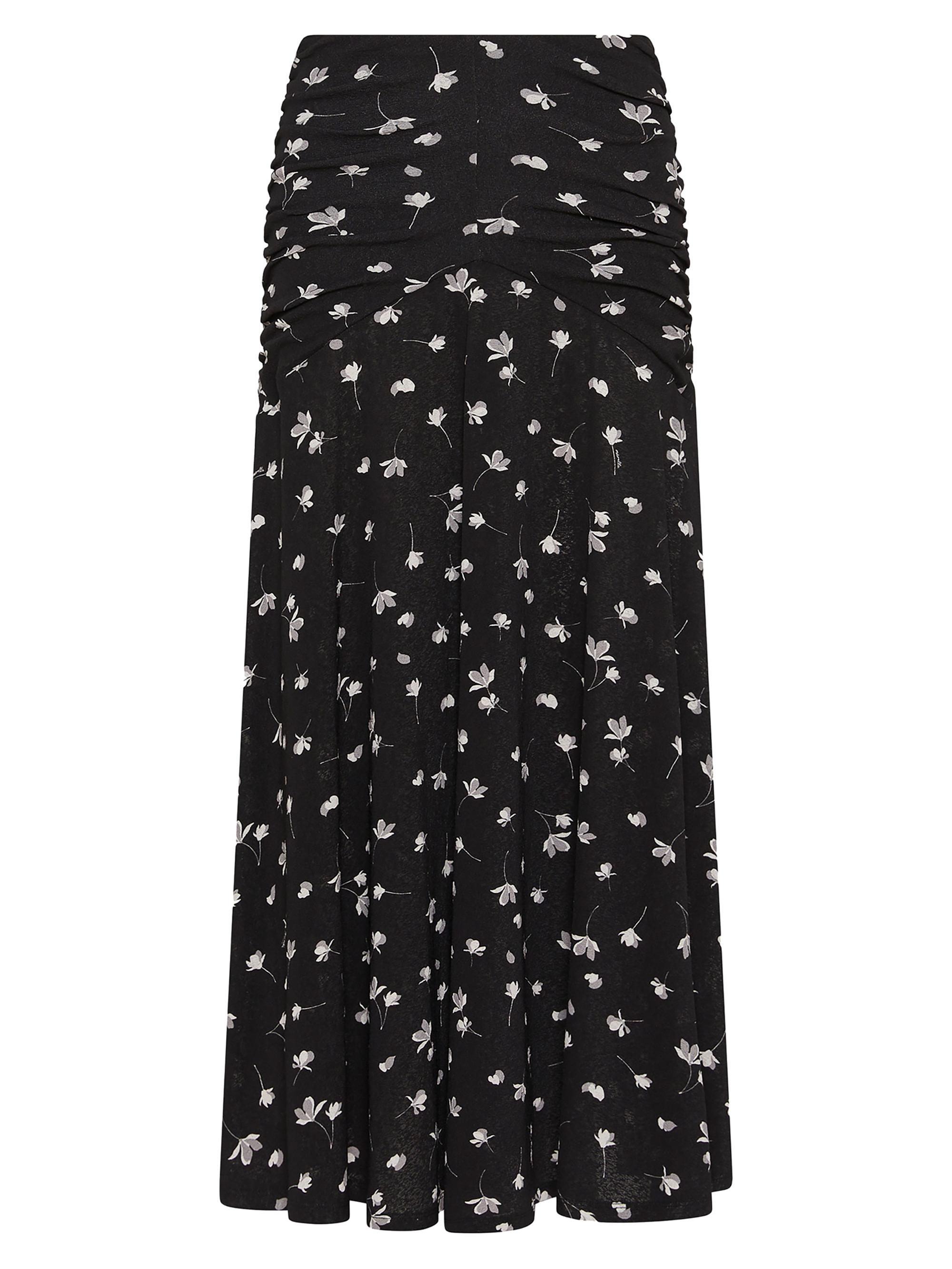 Marella Women's Tulle Jersey Skirt - Black Flower Print