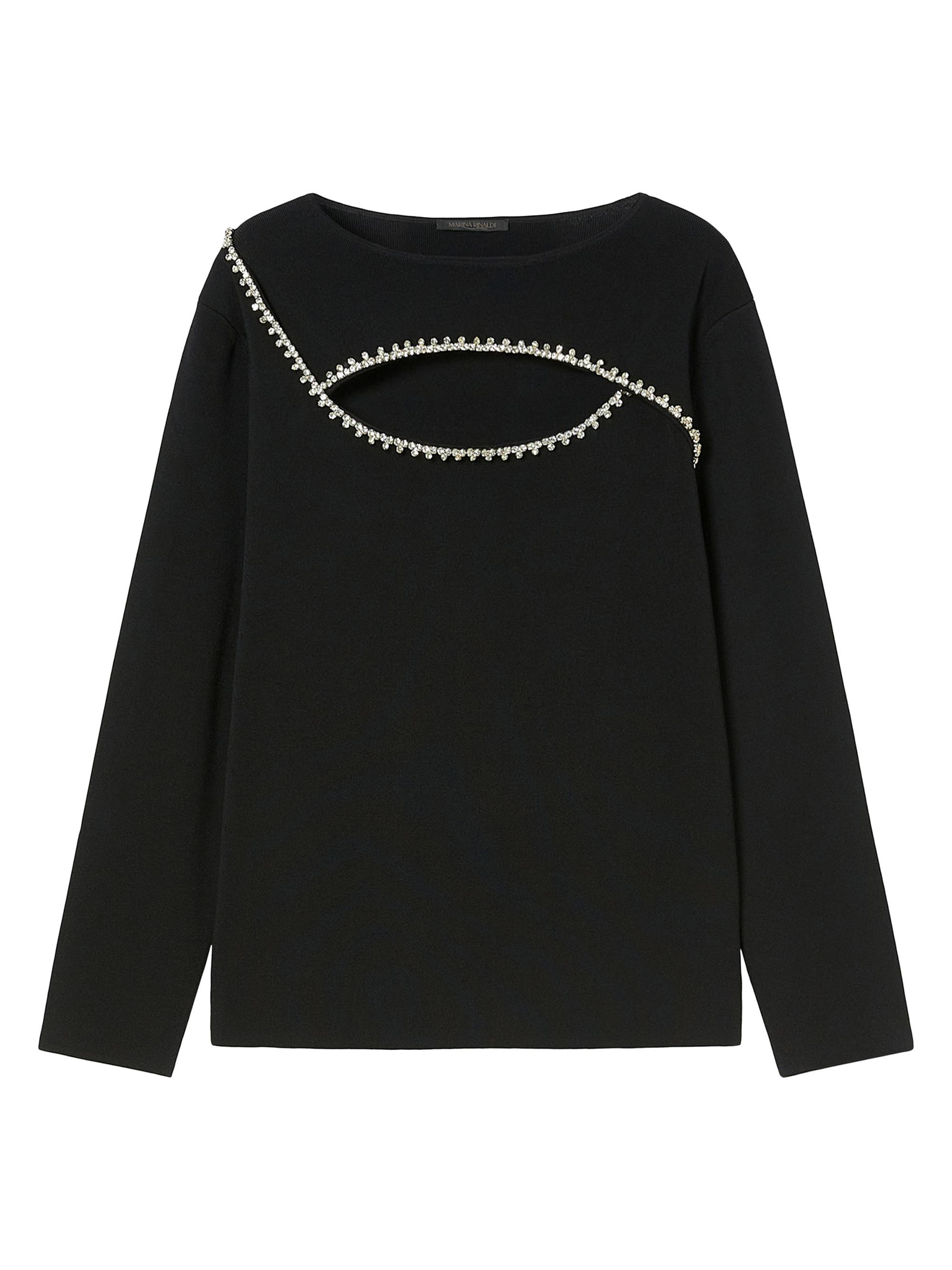Marina Rinaldi Women's Viscose Jumper with Embroidery - Black