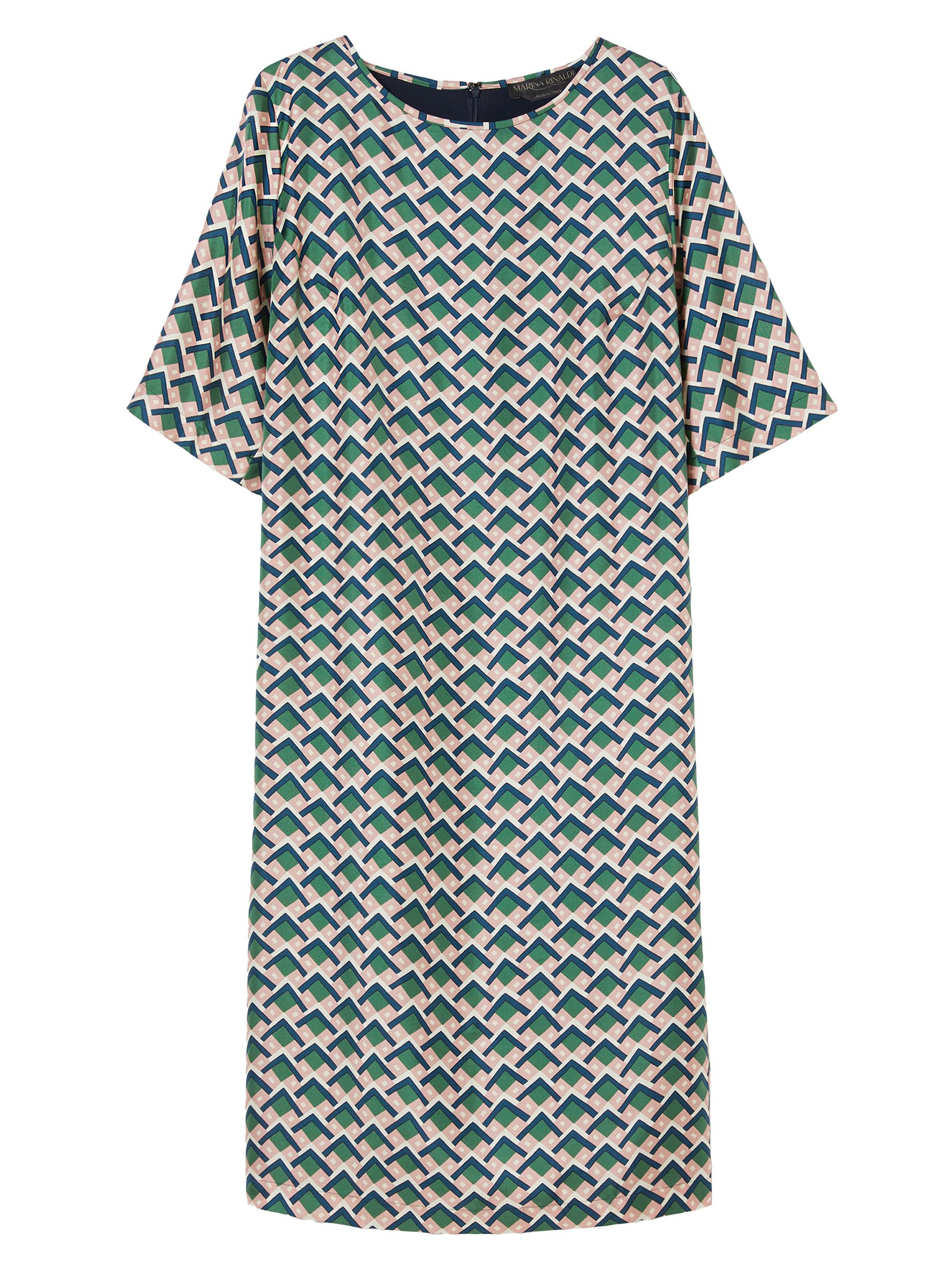Marina Rinaldi Women's Pure Silk Twill Dress - Ultramarine Geometric Print