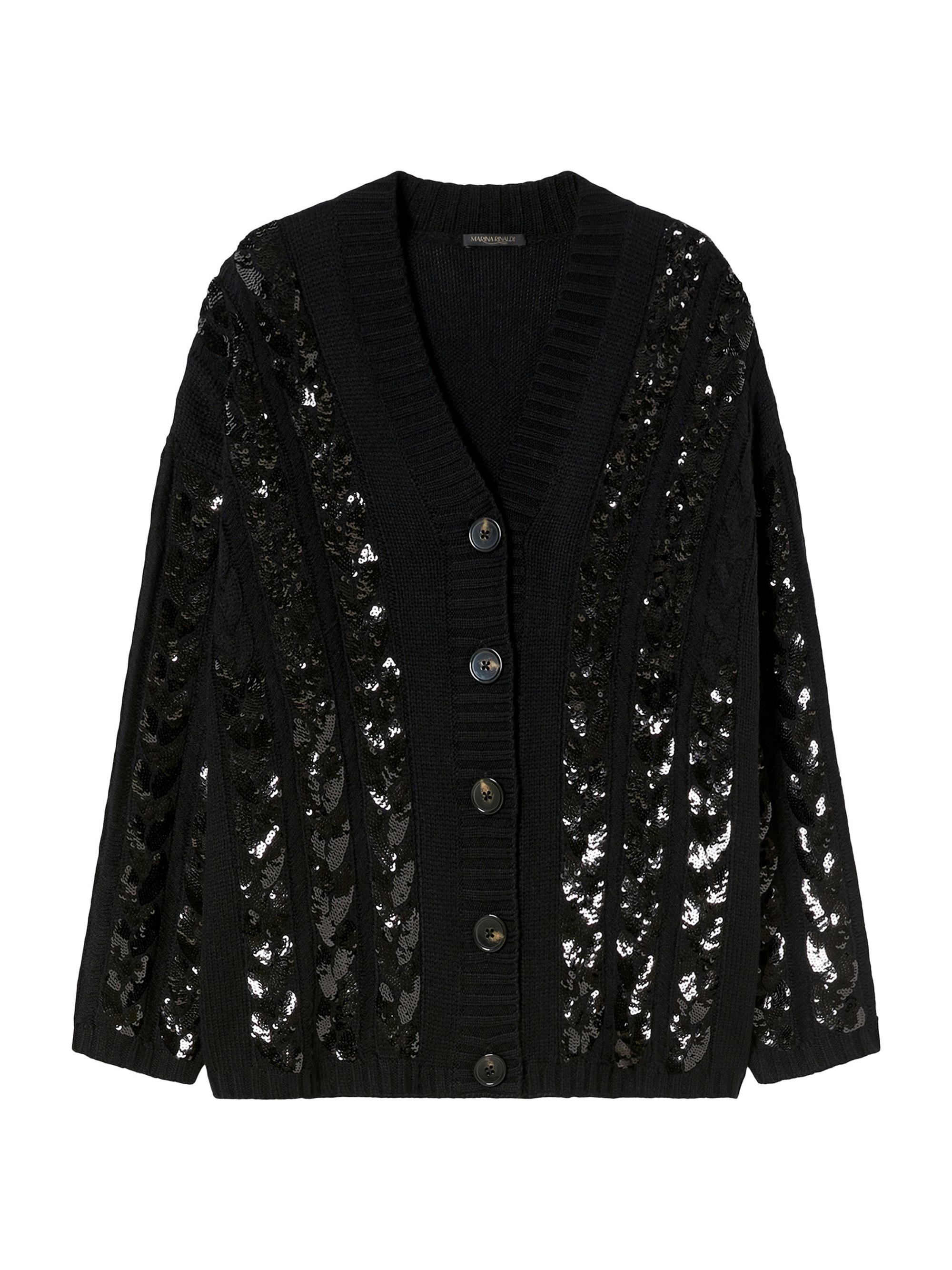 Marina Rinaldi Women's Cardigan with Embroidery - Black