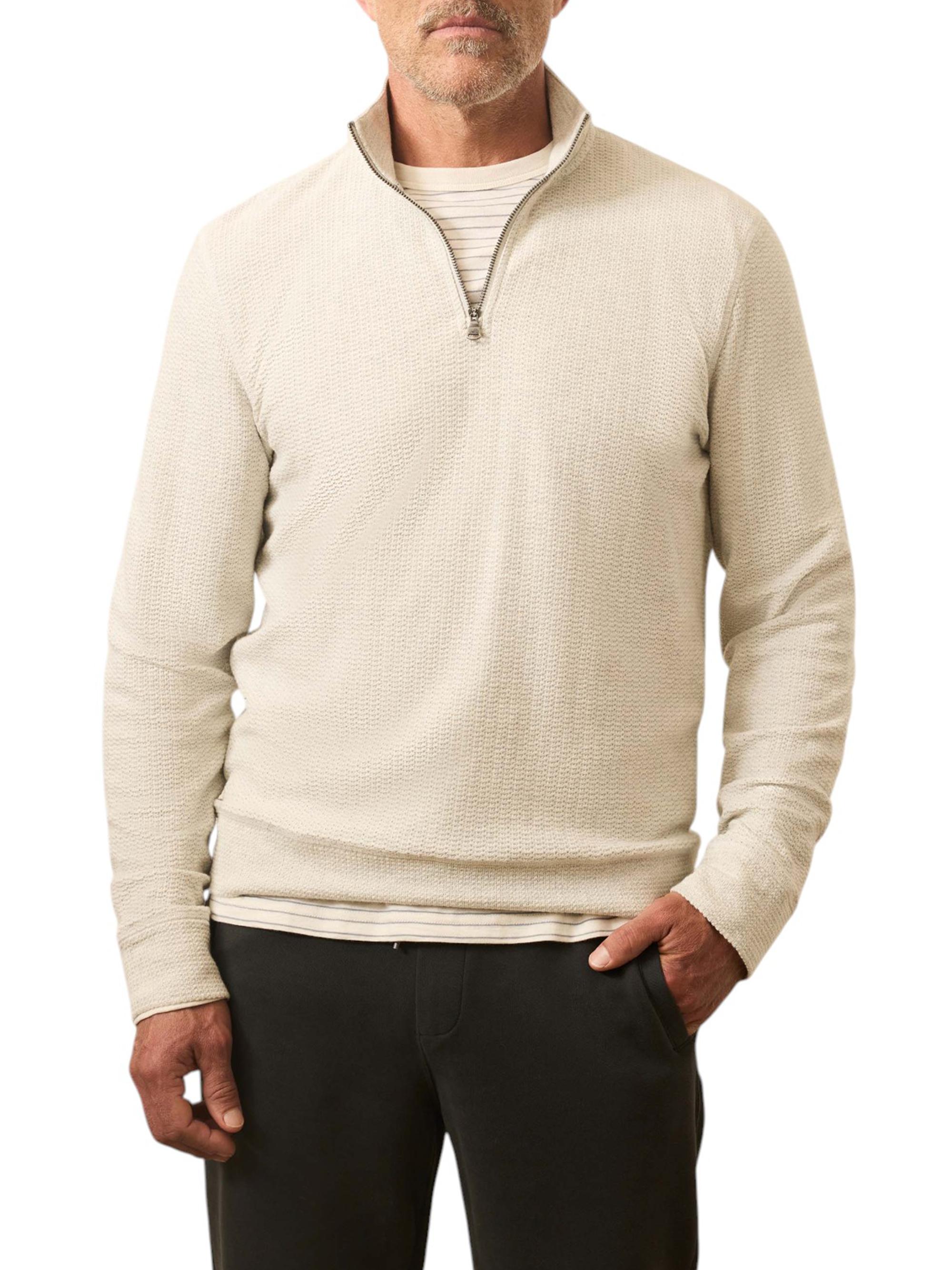 Faherty Brand Men's Textured Knit Quarter-Zip Sweater - Snow Grey Heather