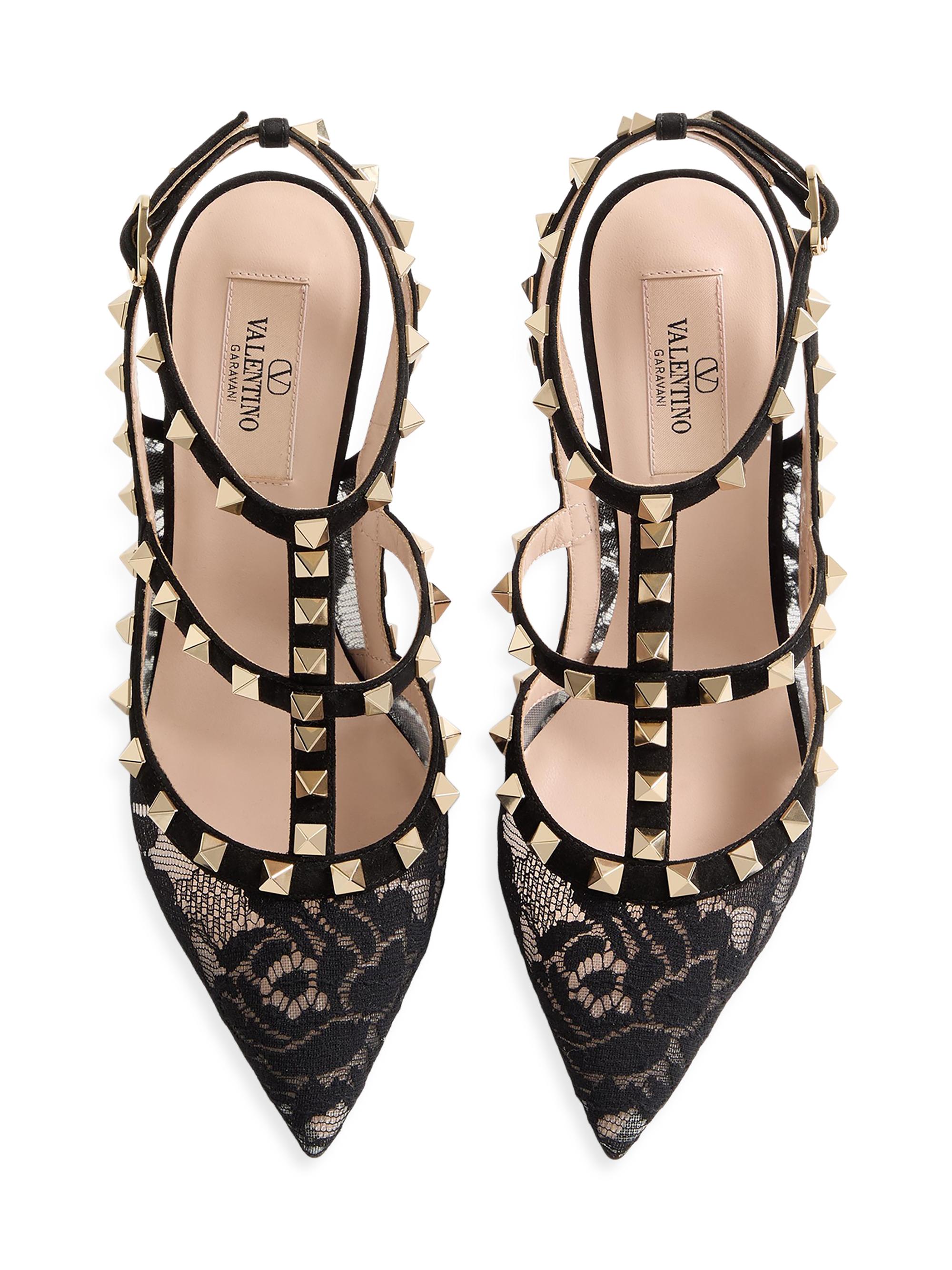VALENTINO ヒール Valentino Garavani Rockstud 100MM Lace Pumps with Straps | Saks