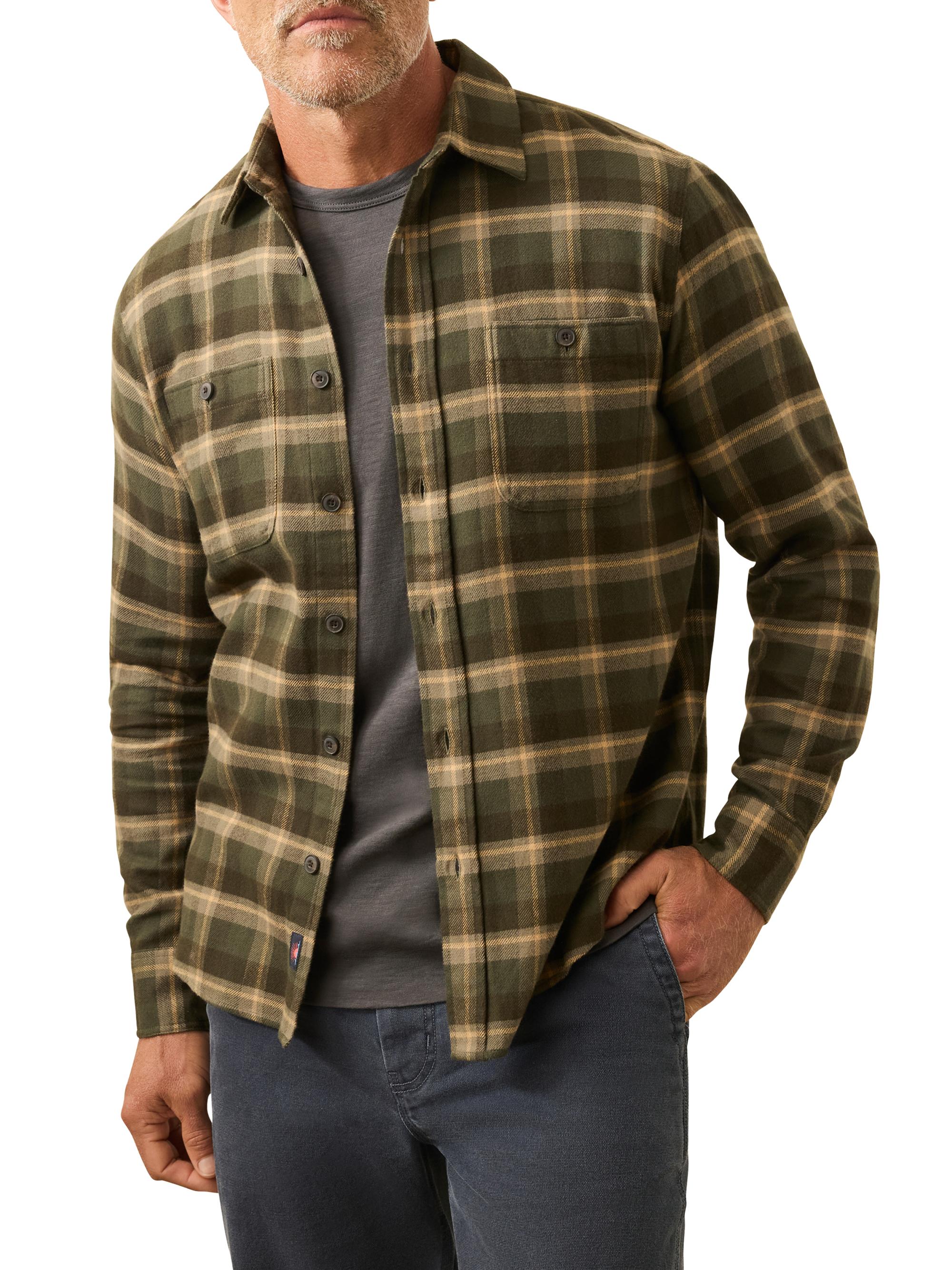 Faherty Brand Men's Nazare Flannel Button-Front Shirt - Garret Verde Plaid