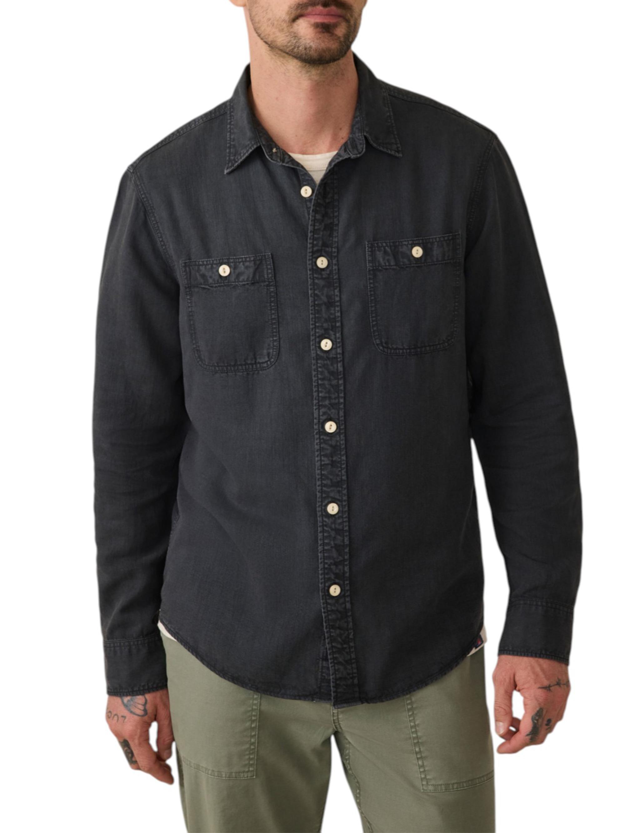 Faherty Brand Men's The Tried & True Chambray Workshirt - Durango Black