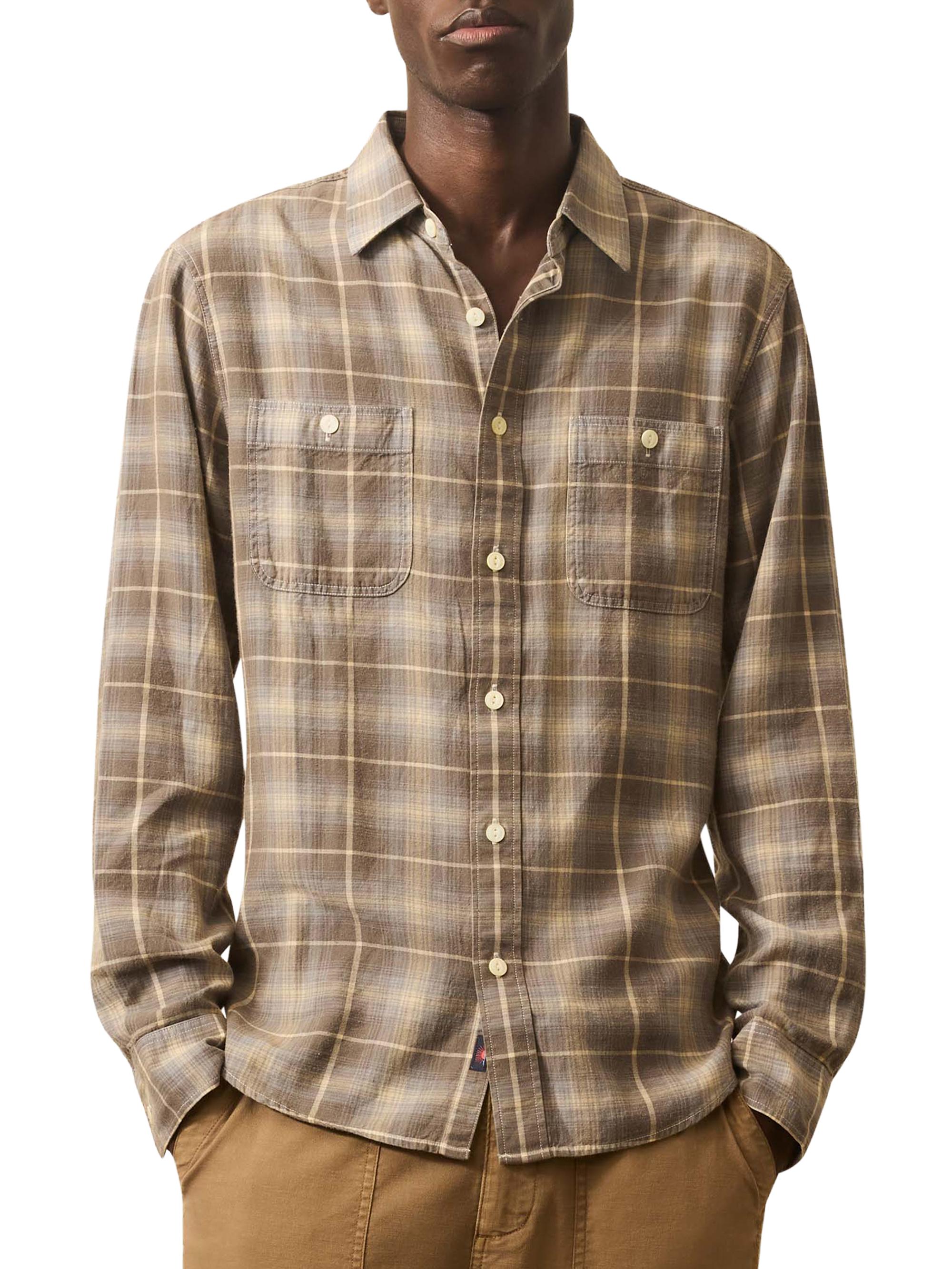 Faherty Brand Men's The Tried & True Chambray Workshirt - Iron Water Plaid