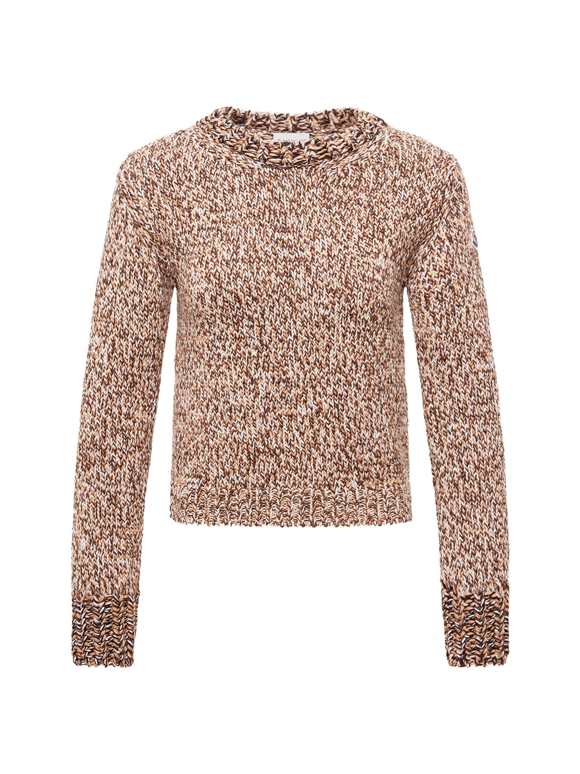 Moncler Women's Crewneck Sweater in Mouline Wool - Brown