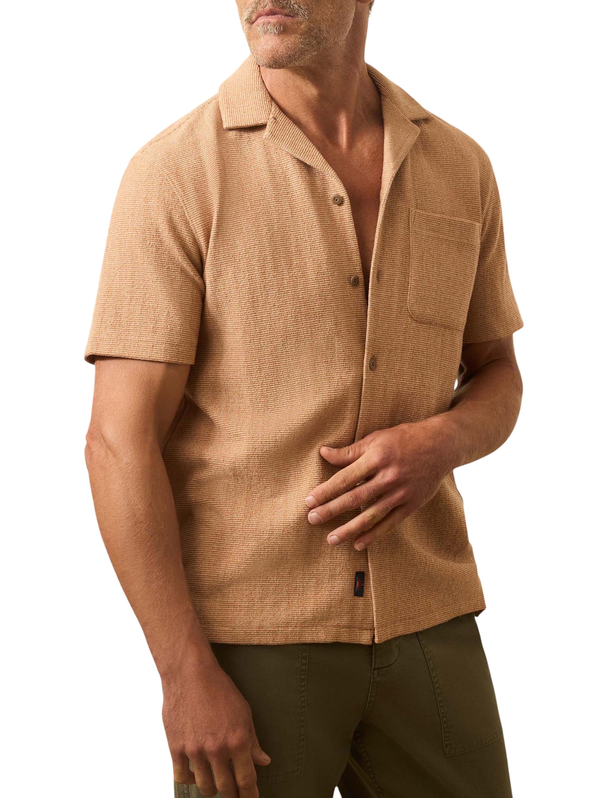 Faherty Brand Men's Oasis Striped Knit Shirt - Rust Orange