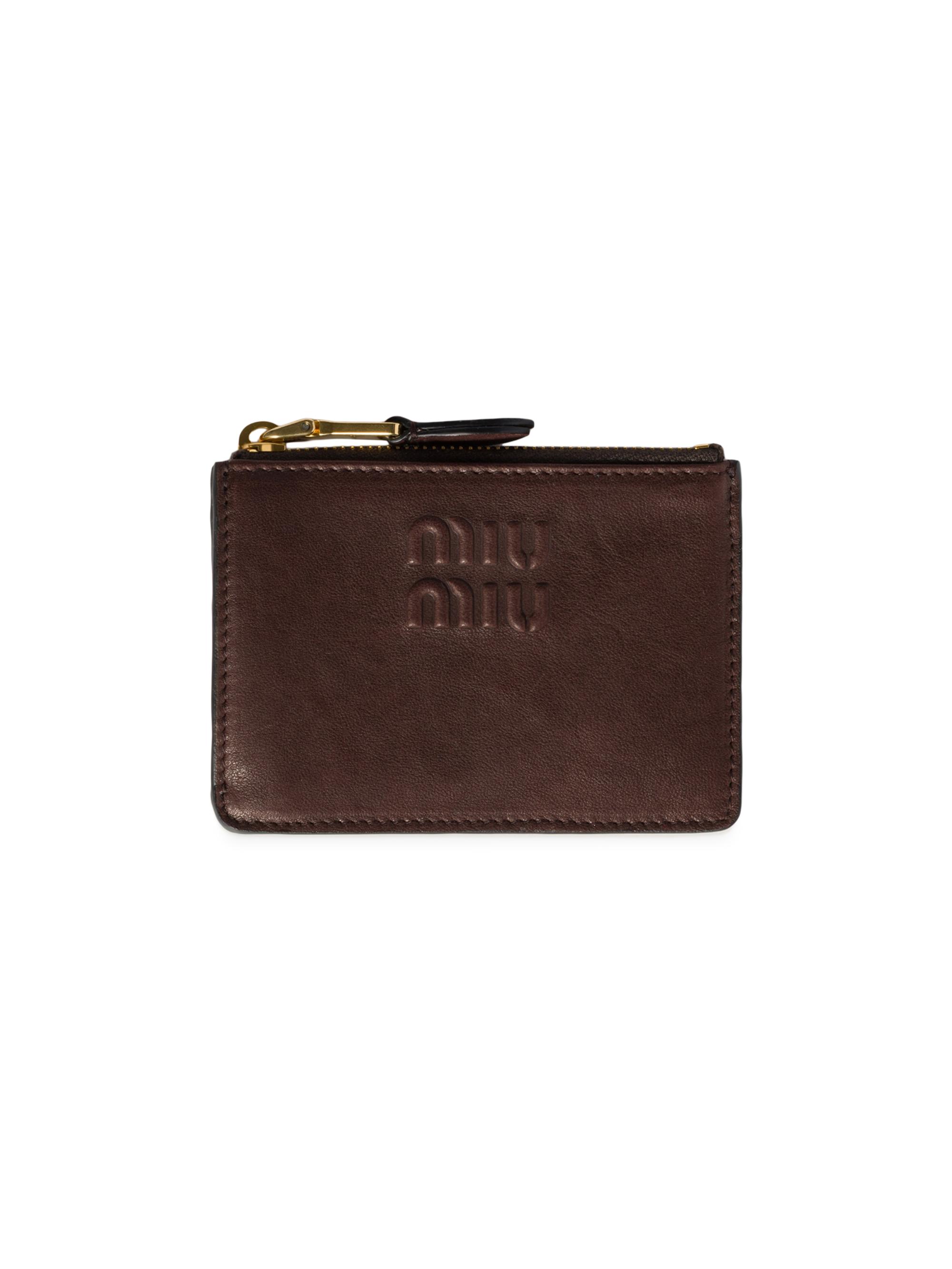 Miu Miu Women's Nappa Leather Card Holder - Dark Brown