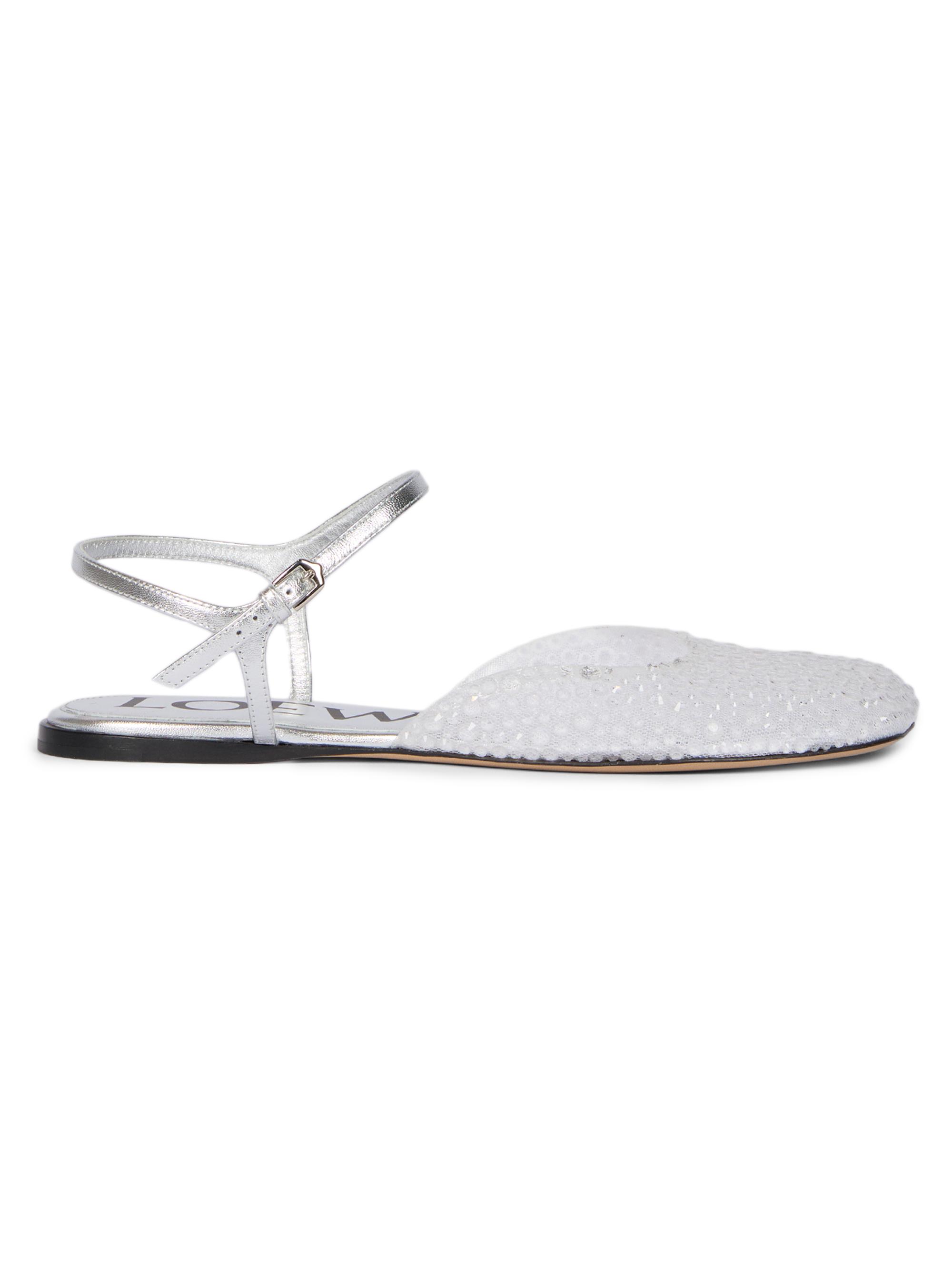 LOEWE Women's Toy Rhinestone-Embellished Mesh Ballerina Flats - Transparent