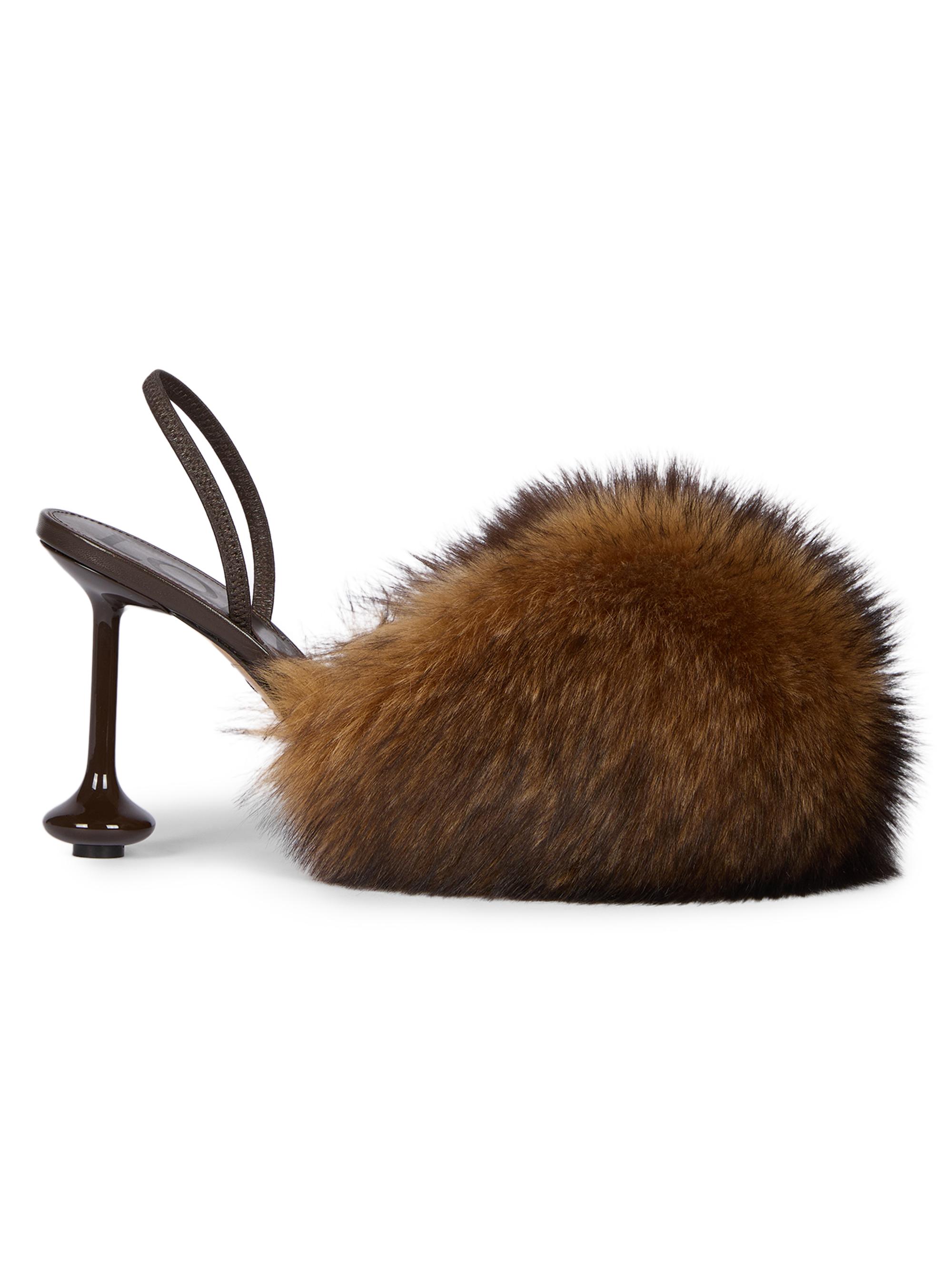 LOEWE Toy 90MM Shearling & Leather Slingback Pumps | Saks Fifth Avenue