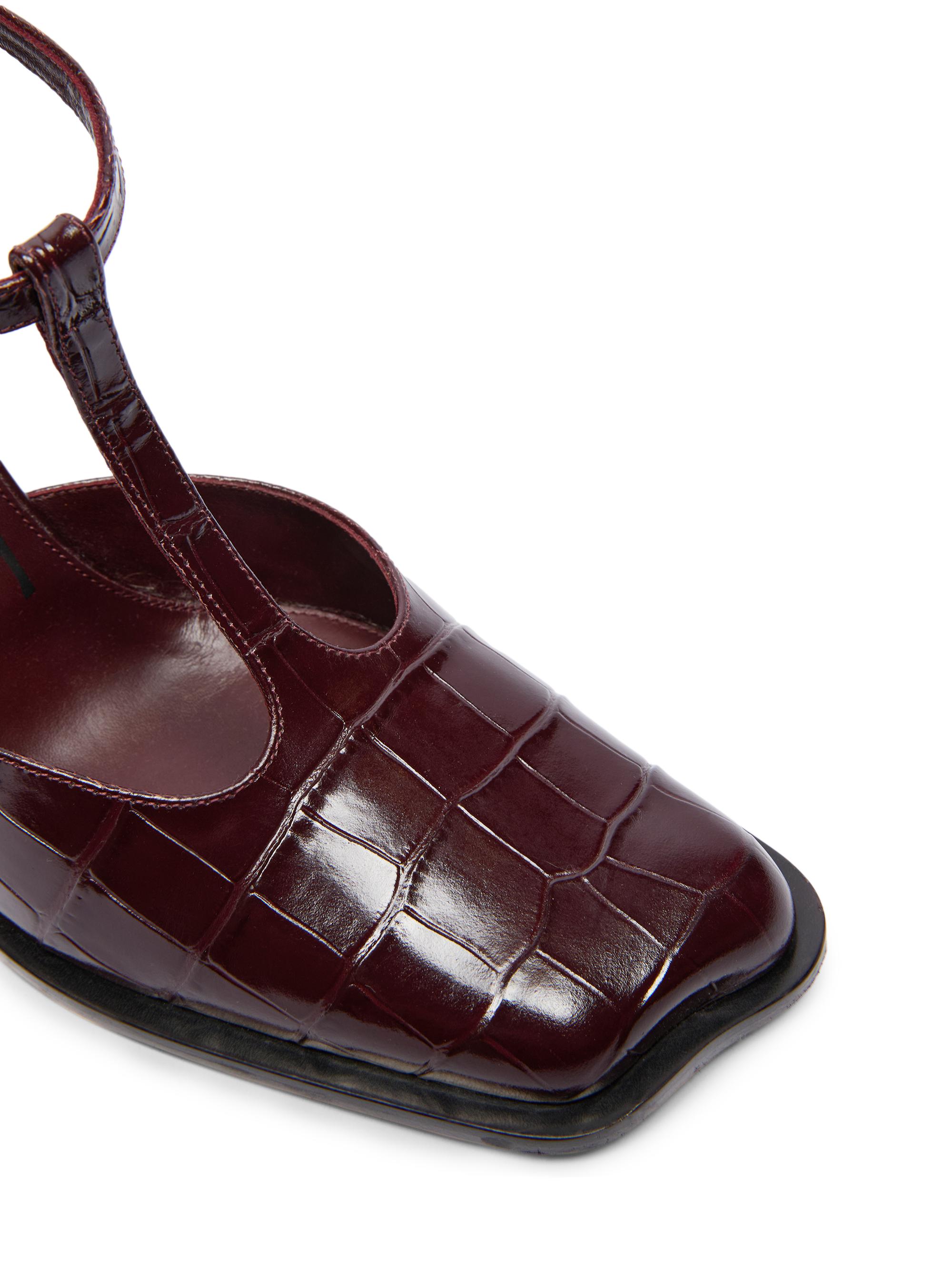 LOEWE Onda 90MM Croc-Embossed Leather T-Strap Pumps | Saks Fifth
