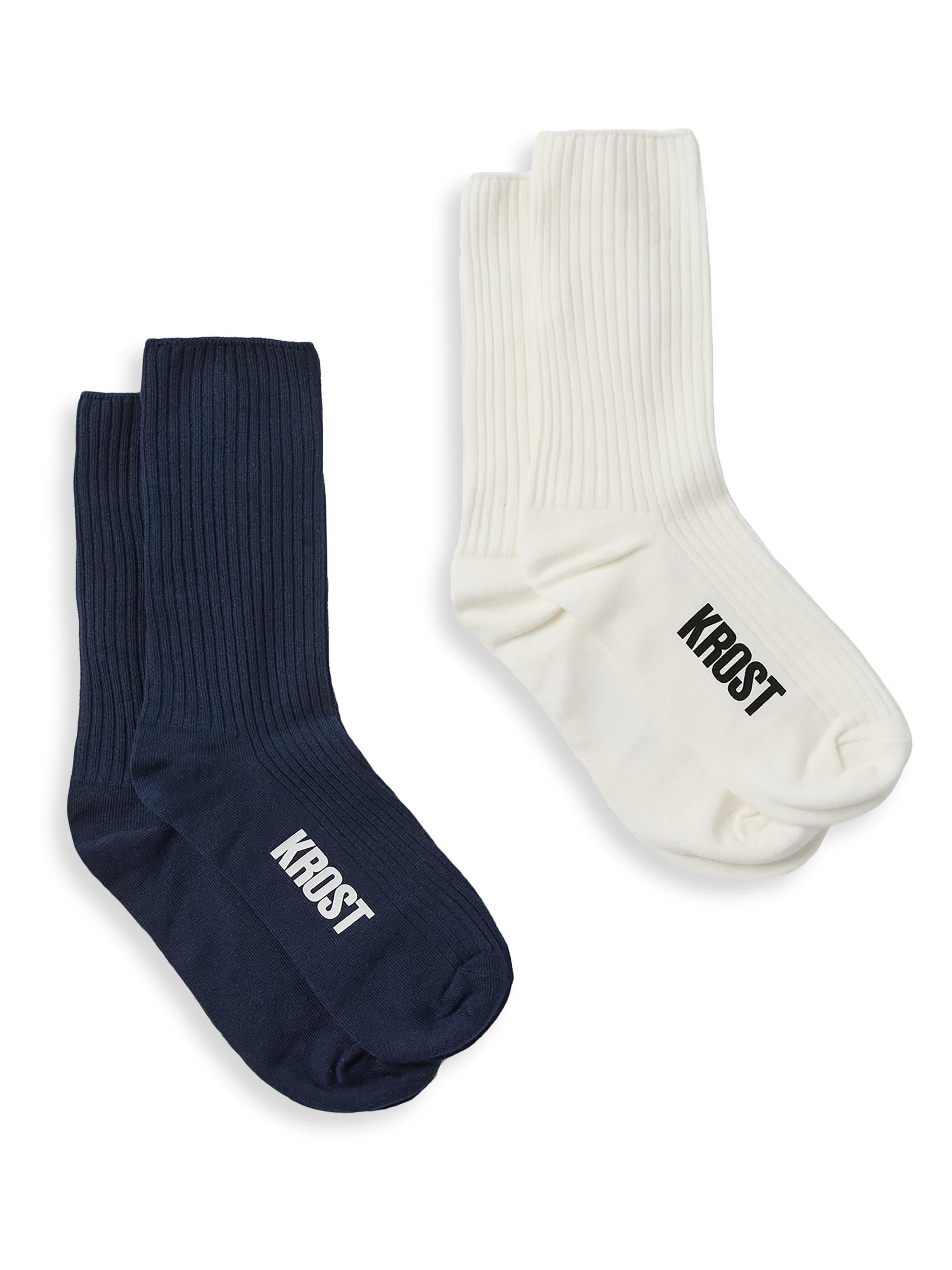 Krost Men's 2-Pack Rib Socks - Navy Cream