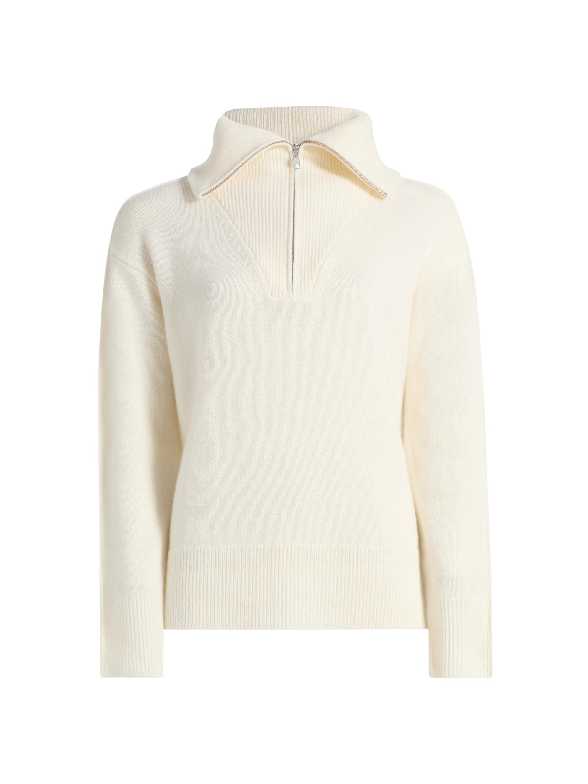 Saks Fifth Avenue Women's Cashmere Extended Polo Collar Sweater - Frost White