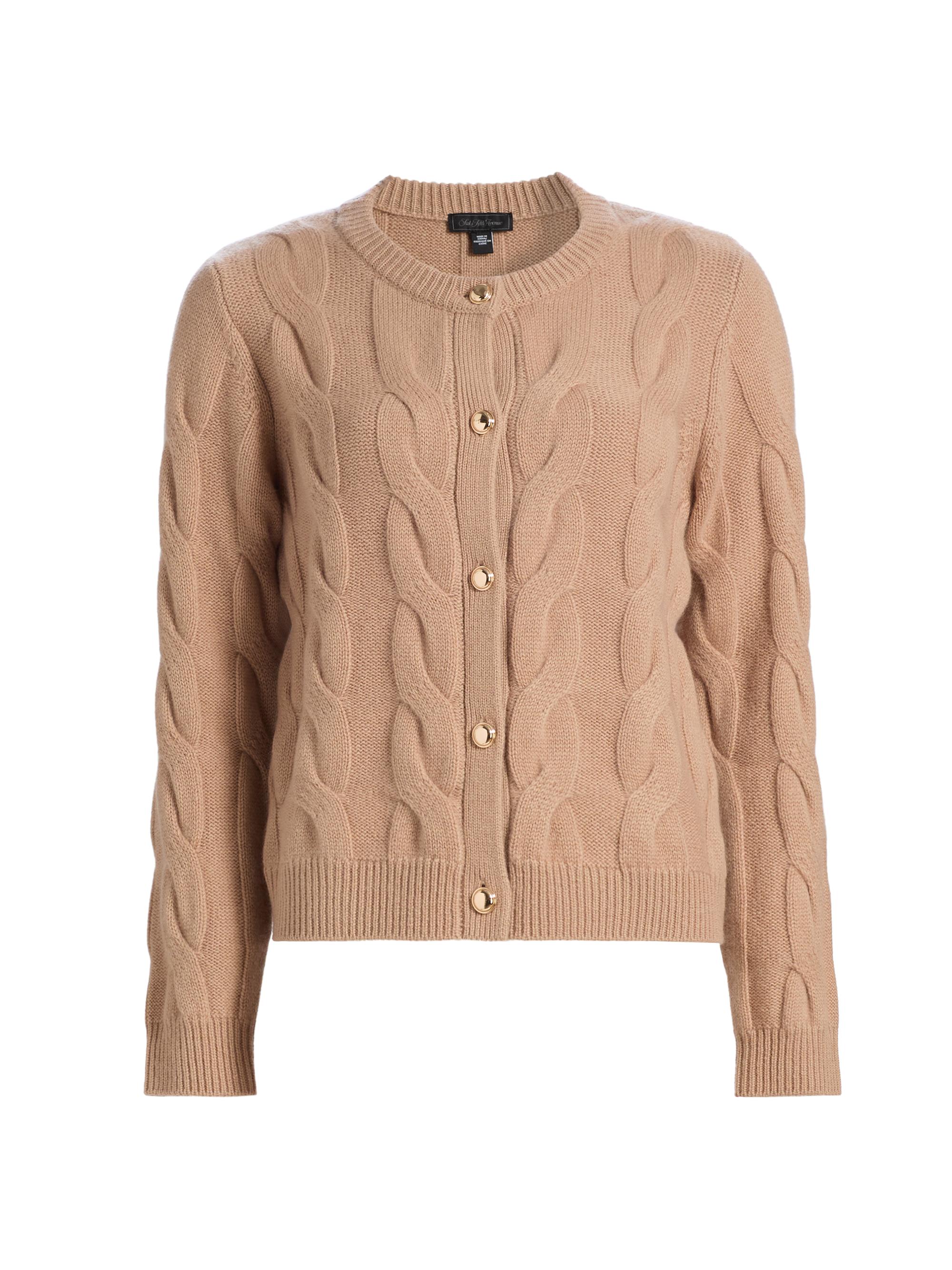 Saks Fifth Avenue Women's Cashmere Cable-Knit Cardigan - Warm Camel