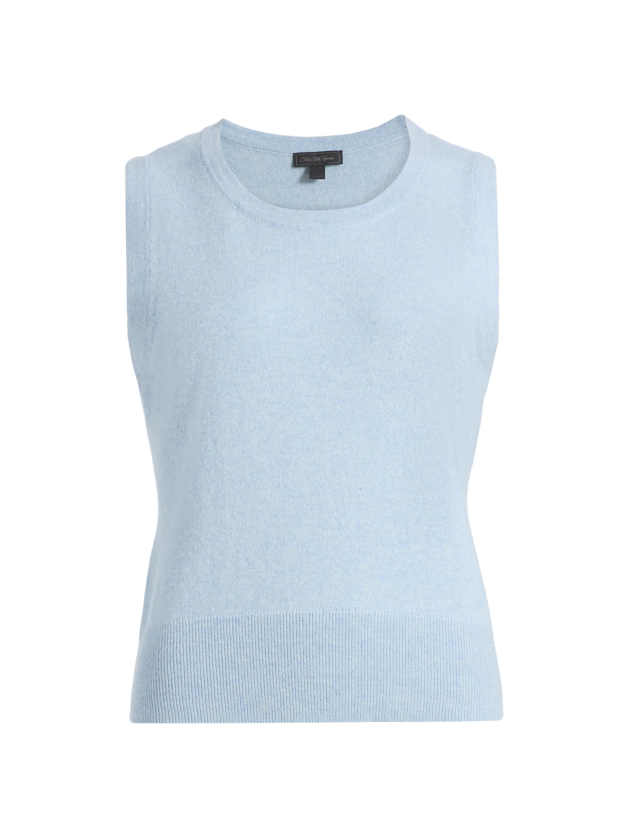 Saks Fifth Avenue Women's Rib-Knit Cashmere Sleeveless Sweater - Blue Sky