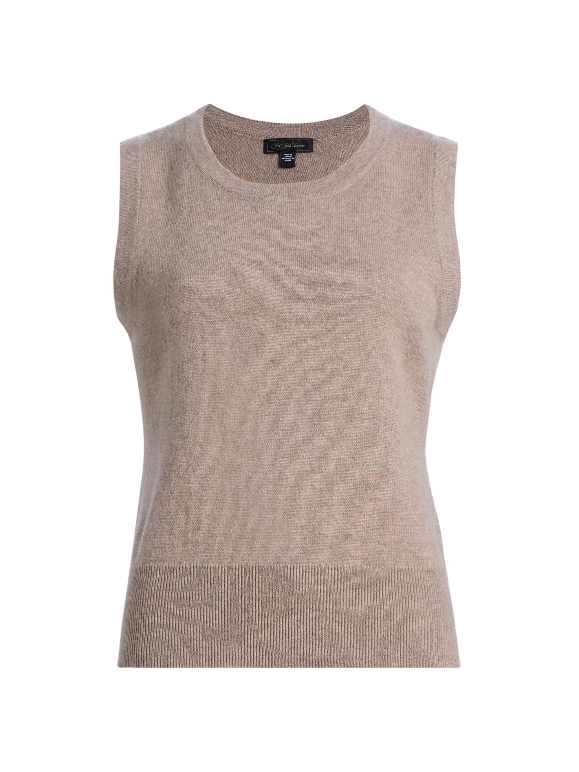 Saks Fifth Avenue Women's Rib-Knit Cashmere Sleeveless Sweater - Pebble Heather