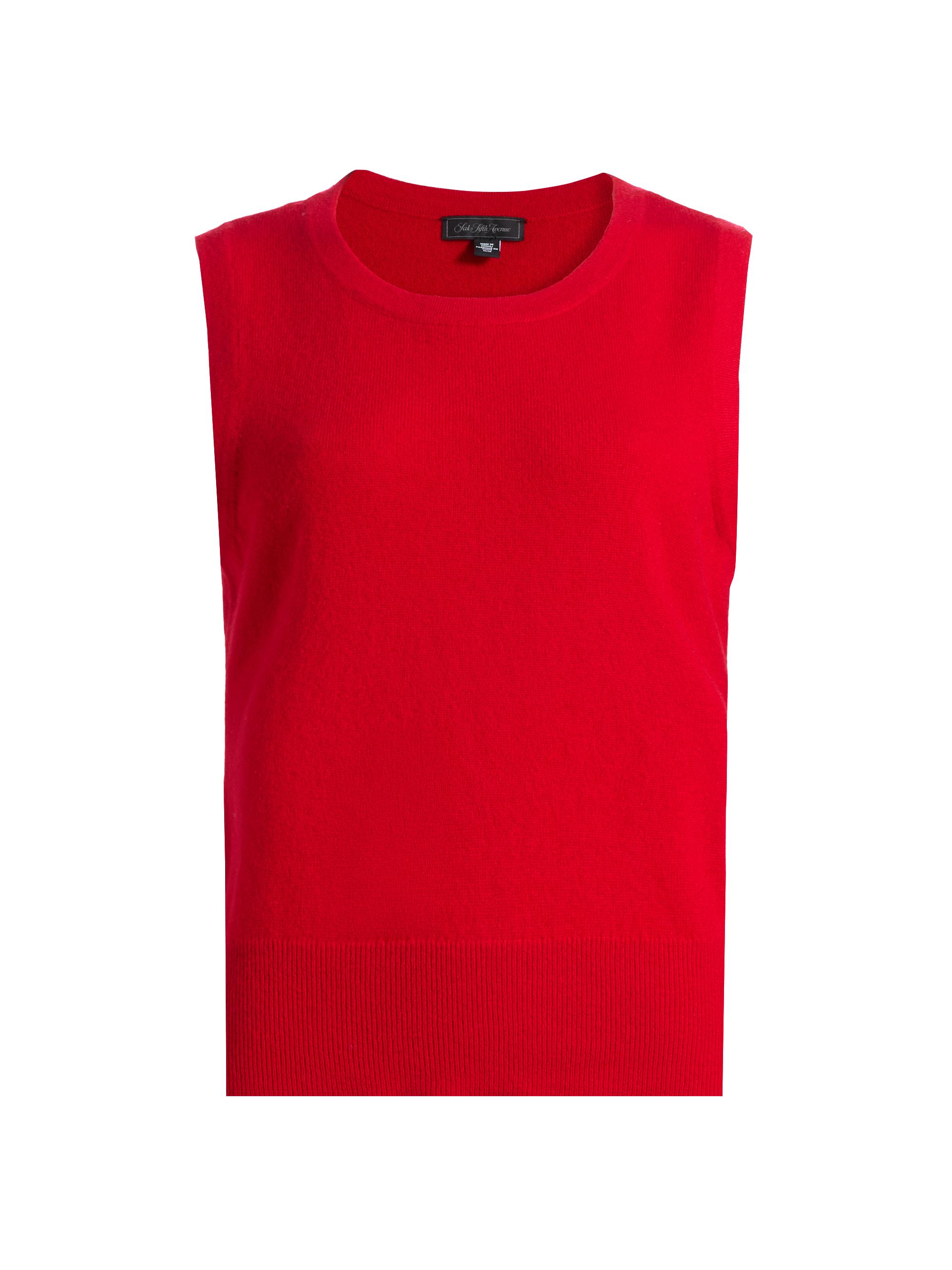 Saks Fifth Avenue Women's Rib-Knit Cashmere Sleeveless Sweater - True Red