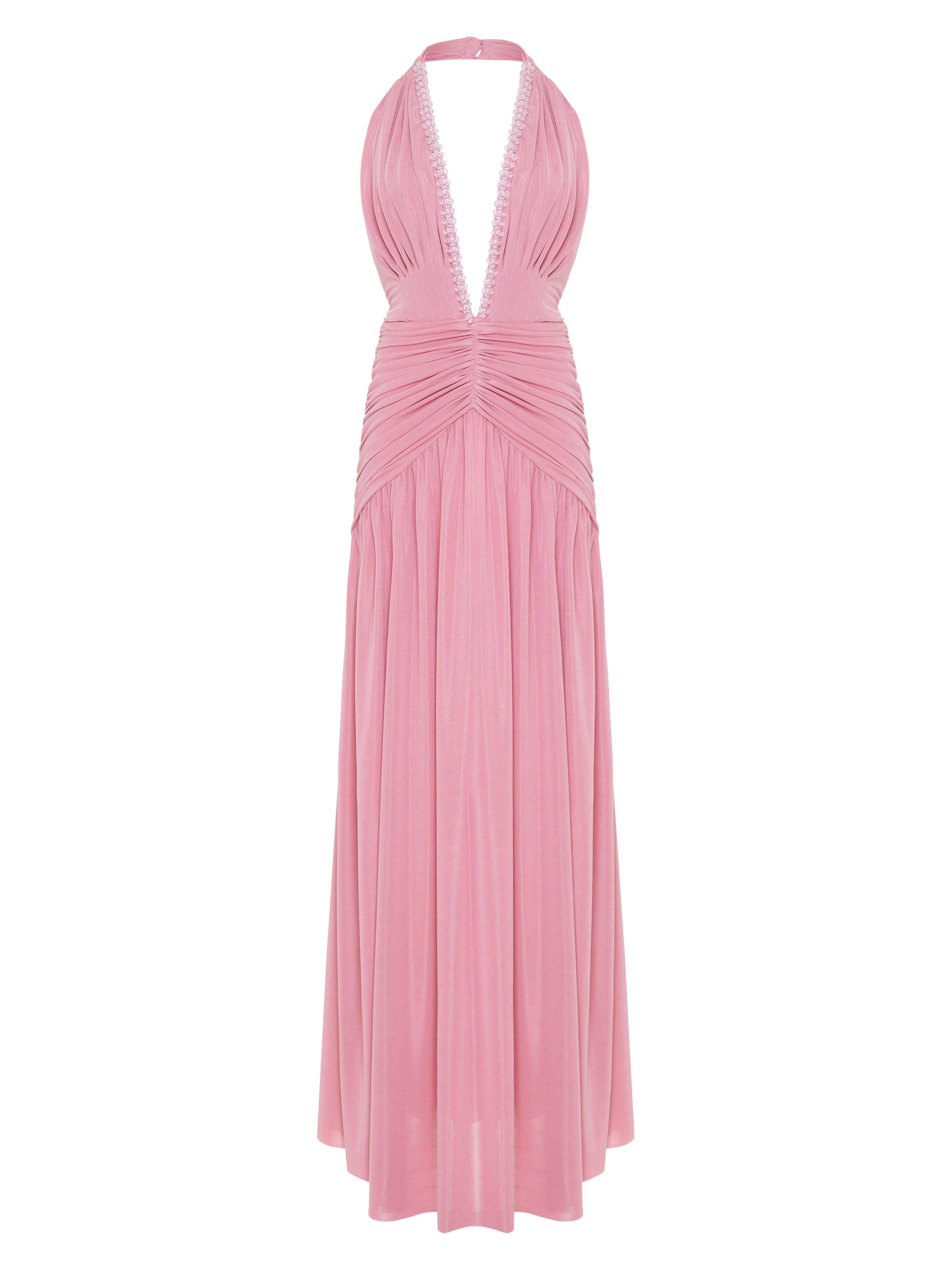 PatBO Women's Moonlight Plunging V-Neck Jersey Gown - Pink