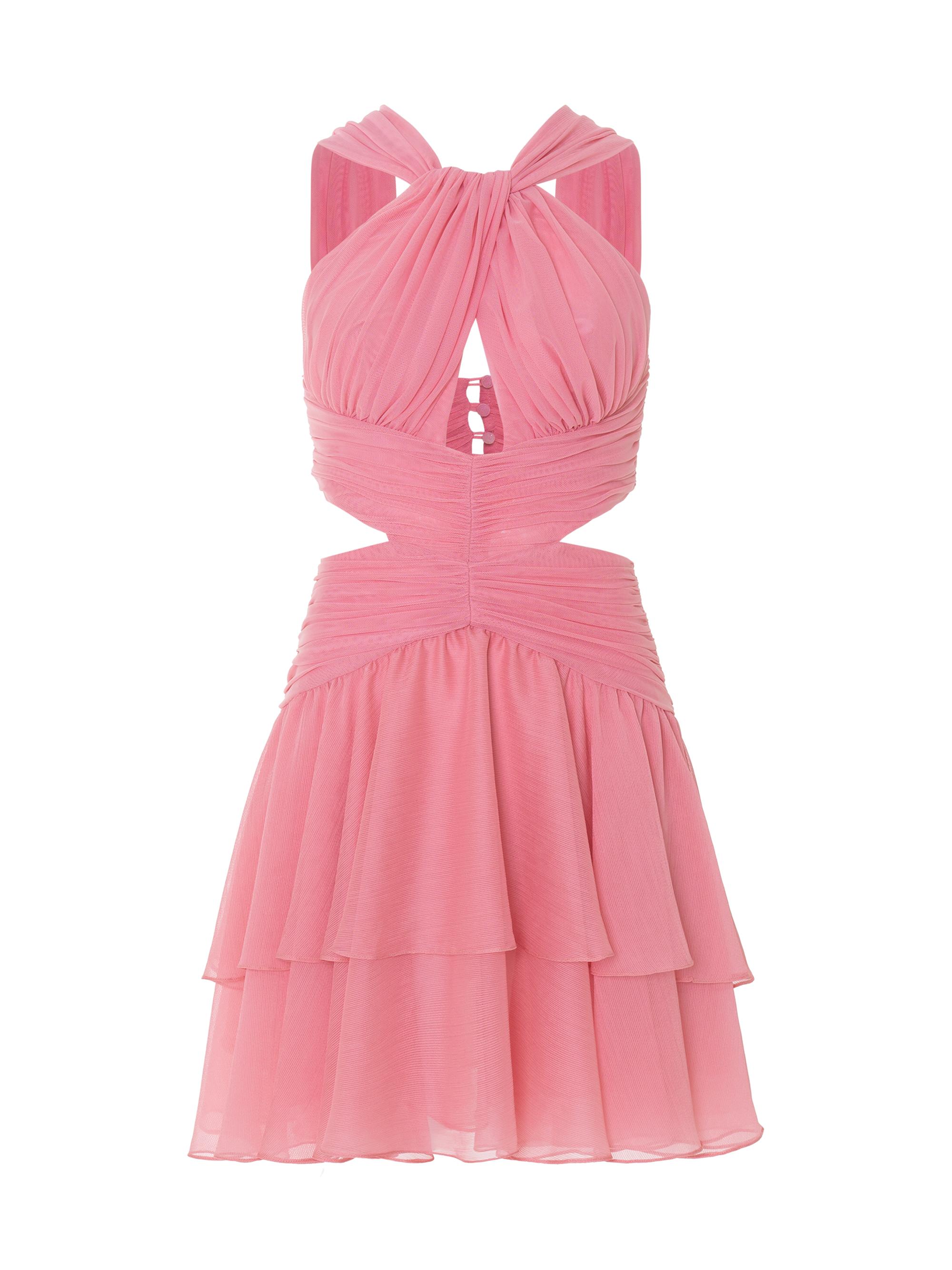 PatBO Women's Essence Halterneck Plisse Minidress - Pink