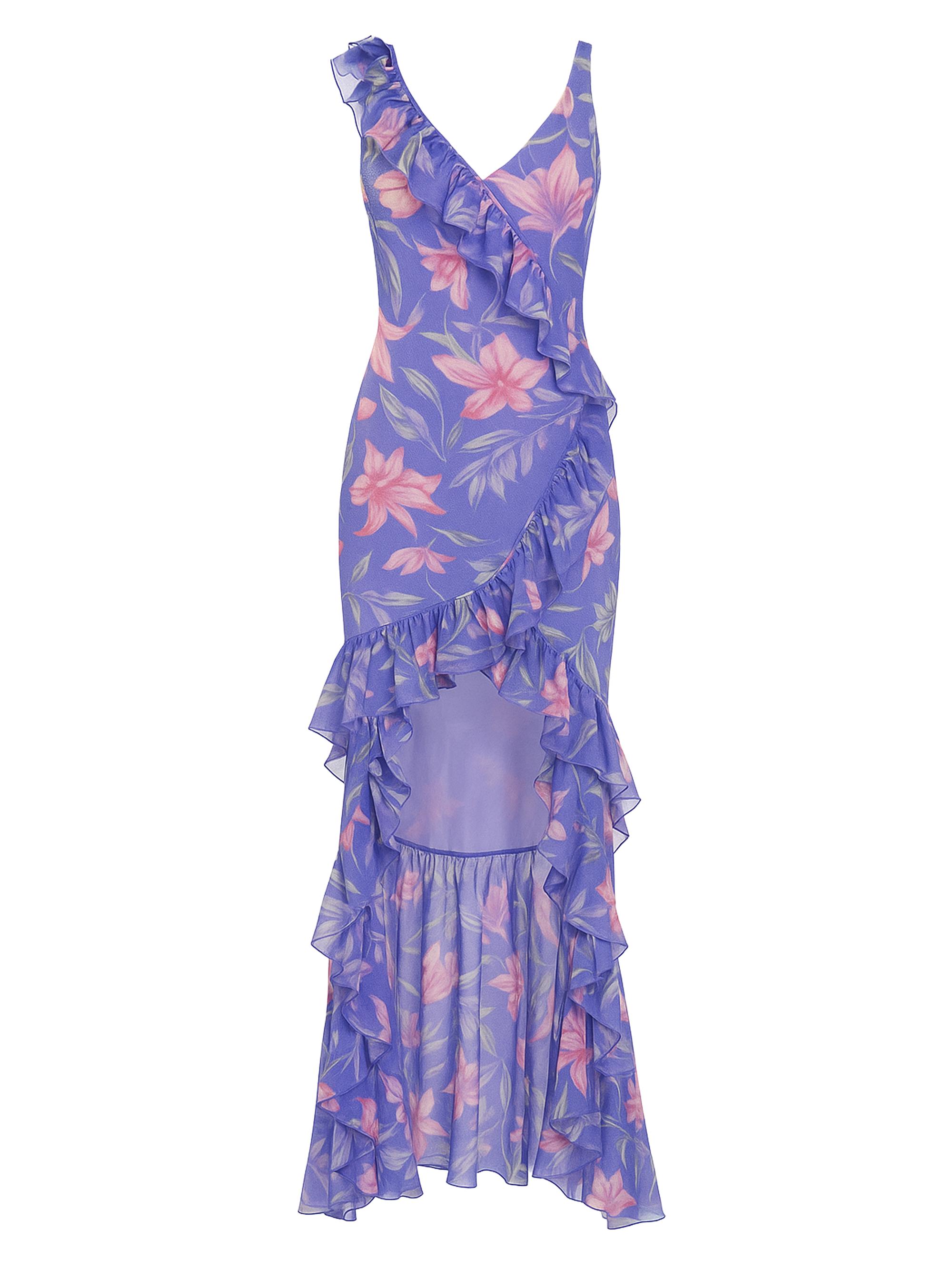 PatBO Women's Amaryllis Floral Frill Gown - Blue