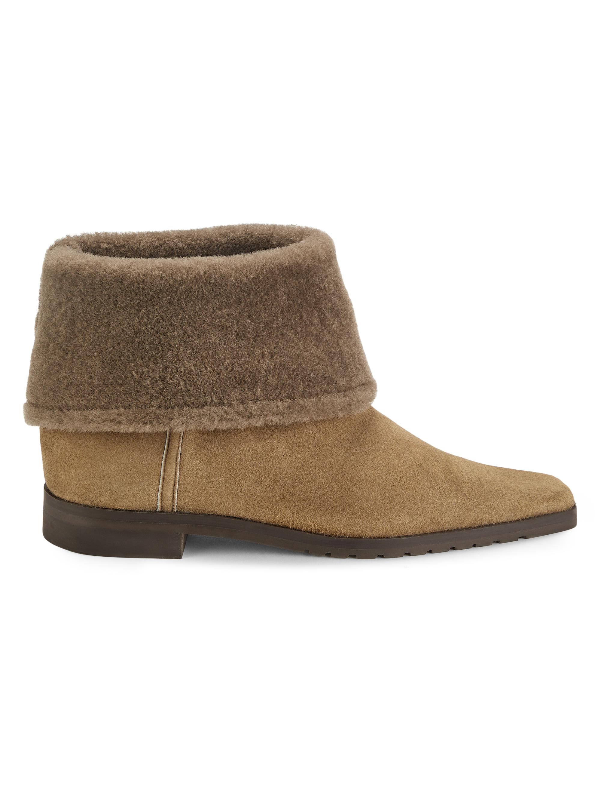 Toteme Women's Fold-Down Shearling Boots - Taupe