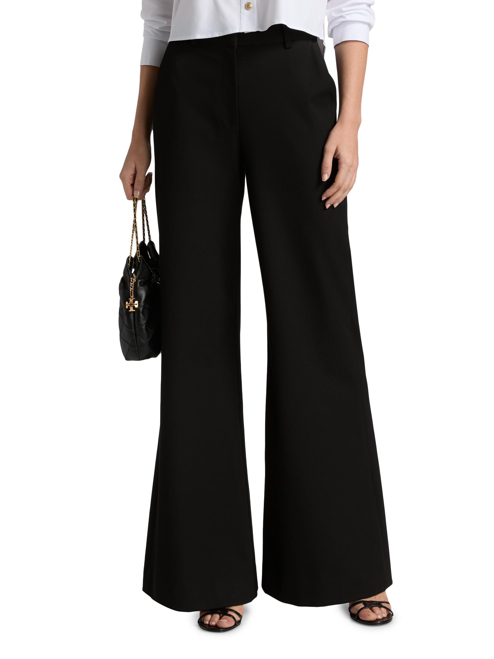 L'AGENCE Women's Pilar Wide-Leg Pants - Black - side view in Black