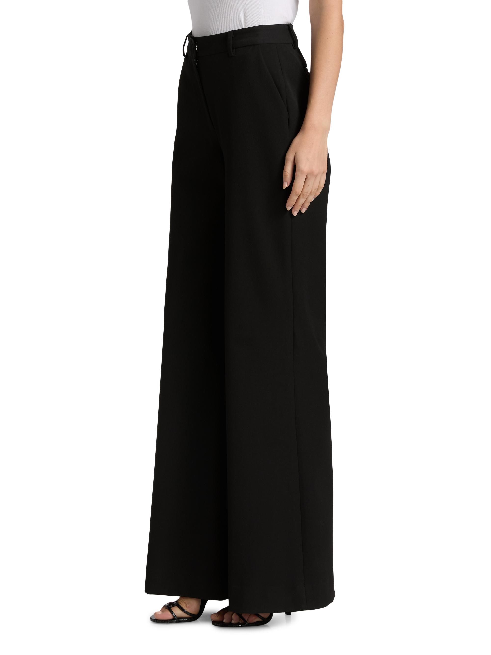 L'AGENCE Women's Pilar Wide-Leg Pants - Black - detail view in Black