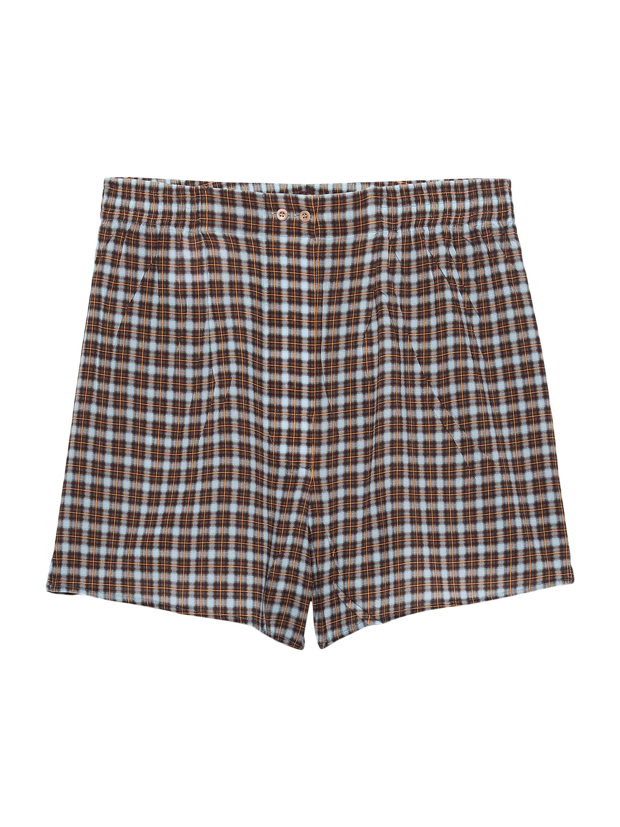 Prada Women's Checked Georgette Shorts - Blue
