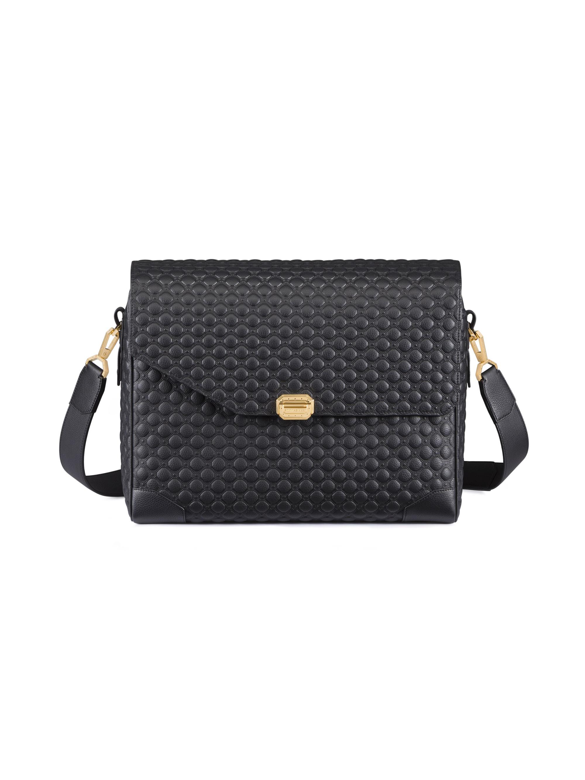 Stefano Ricci Men's Handmade Calfskin Leather Messenger Bag - Black