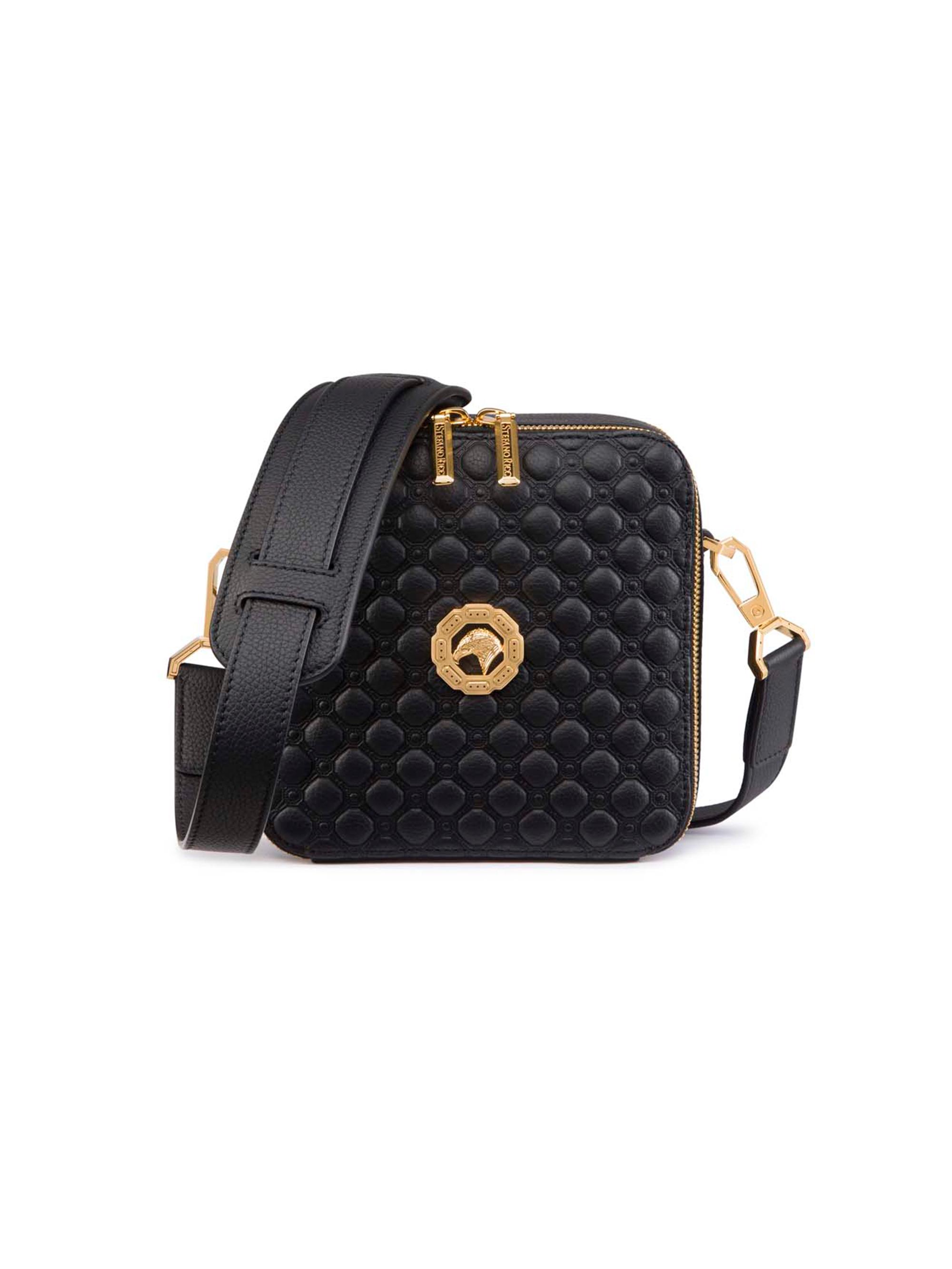 Stefano Ricci Men's Calfskin Leather Messenger Bag - Black