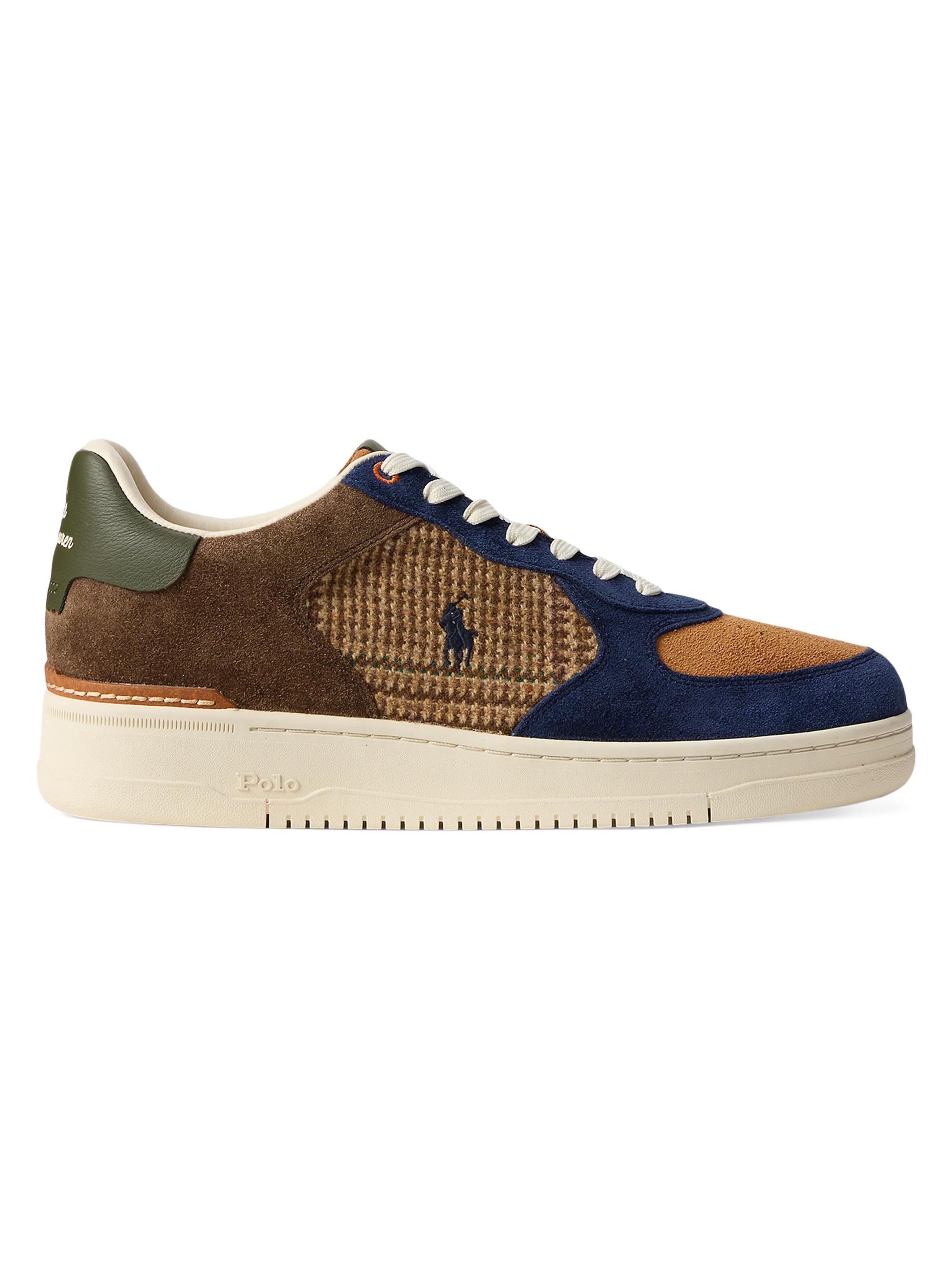 Polo Ralph Lauren Men's Masters Court Leather & Wool Low-Top Sneakers - Glen Plaid Multi