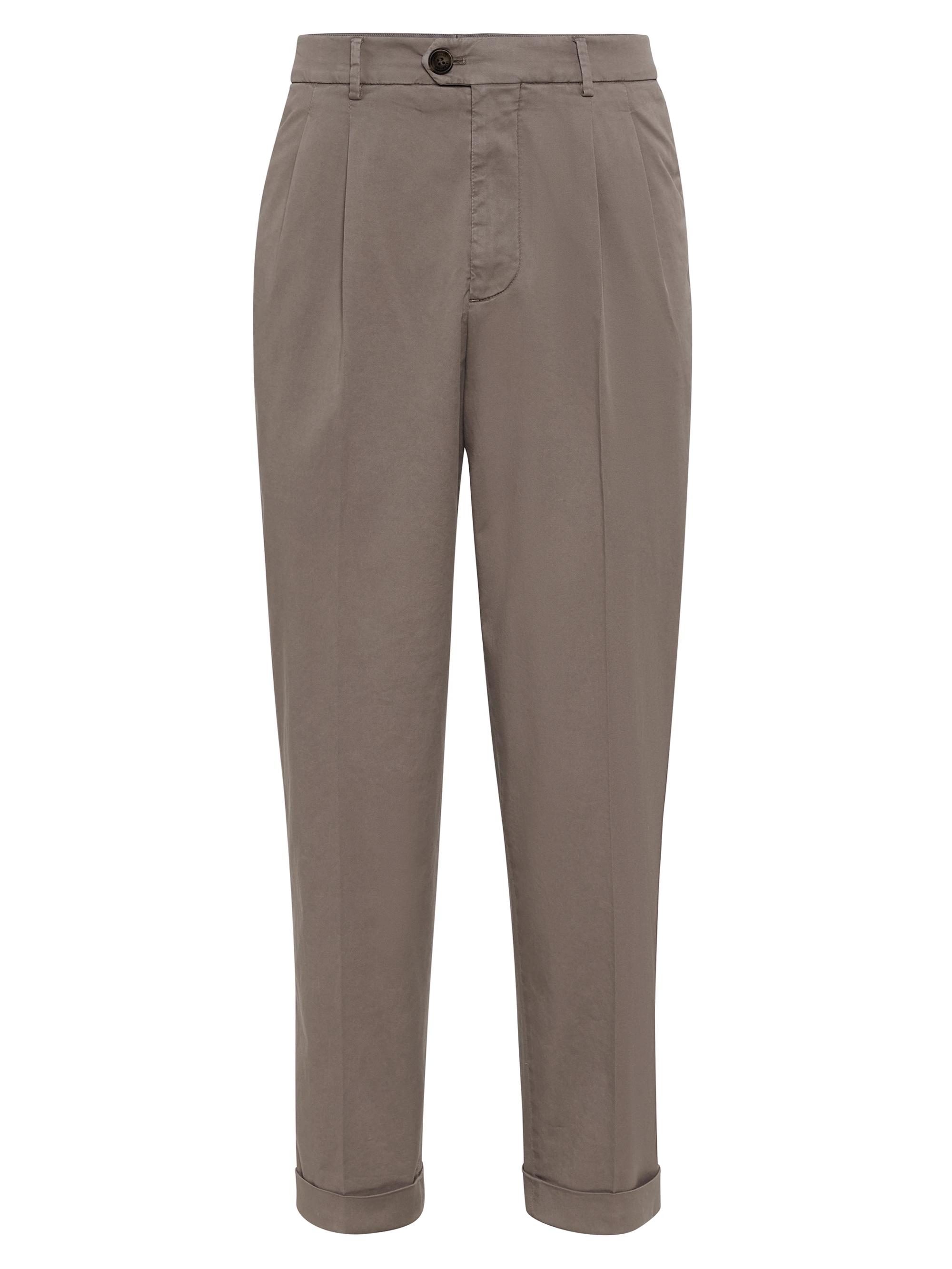 Brunello Cucinelli Men's Cotton Comfort Gabardine Leisure Fit Trousers - Taupe