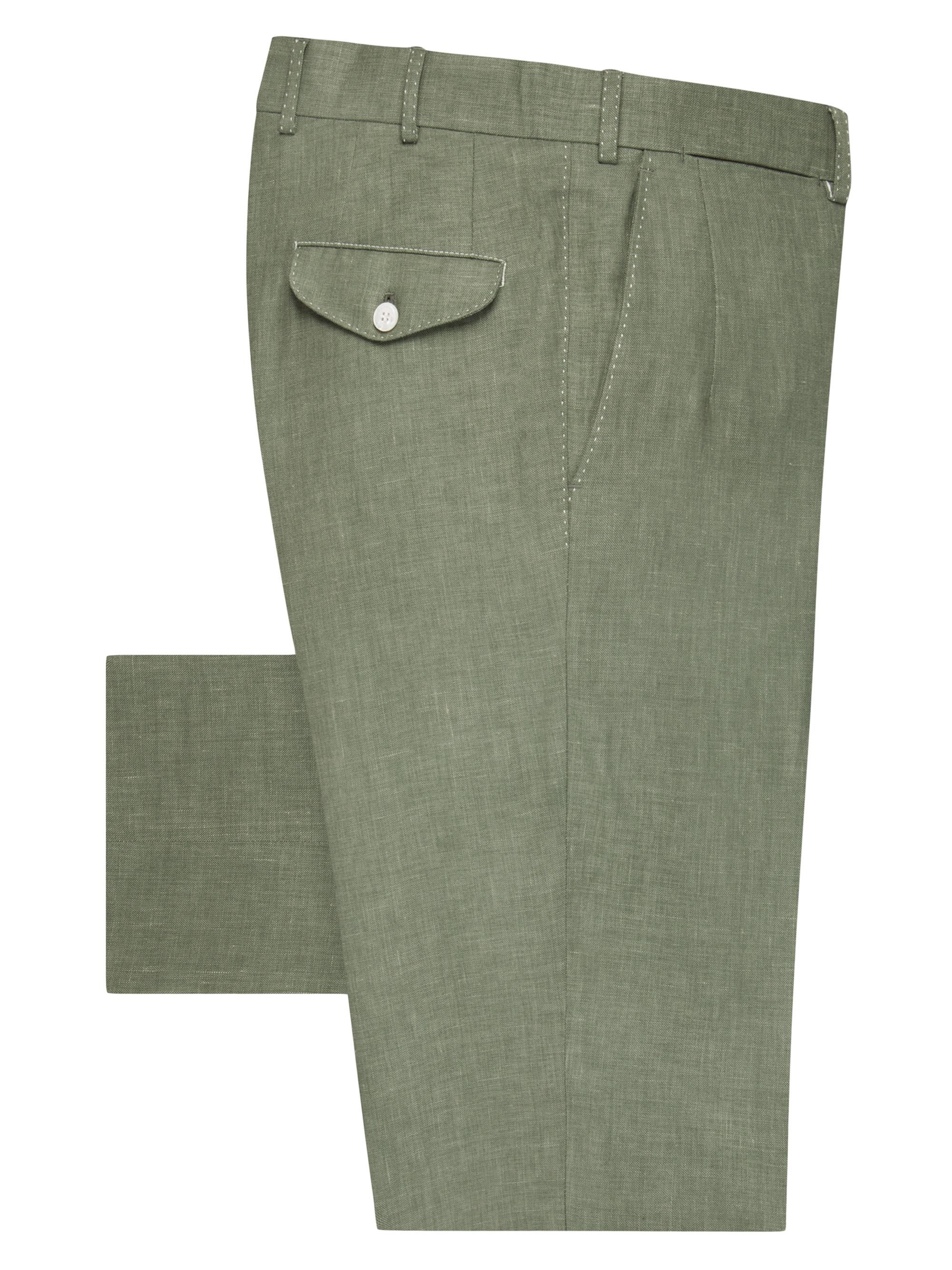 Stefano Ricci Men's Wool and Linen Blend Trousers - Olive