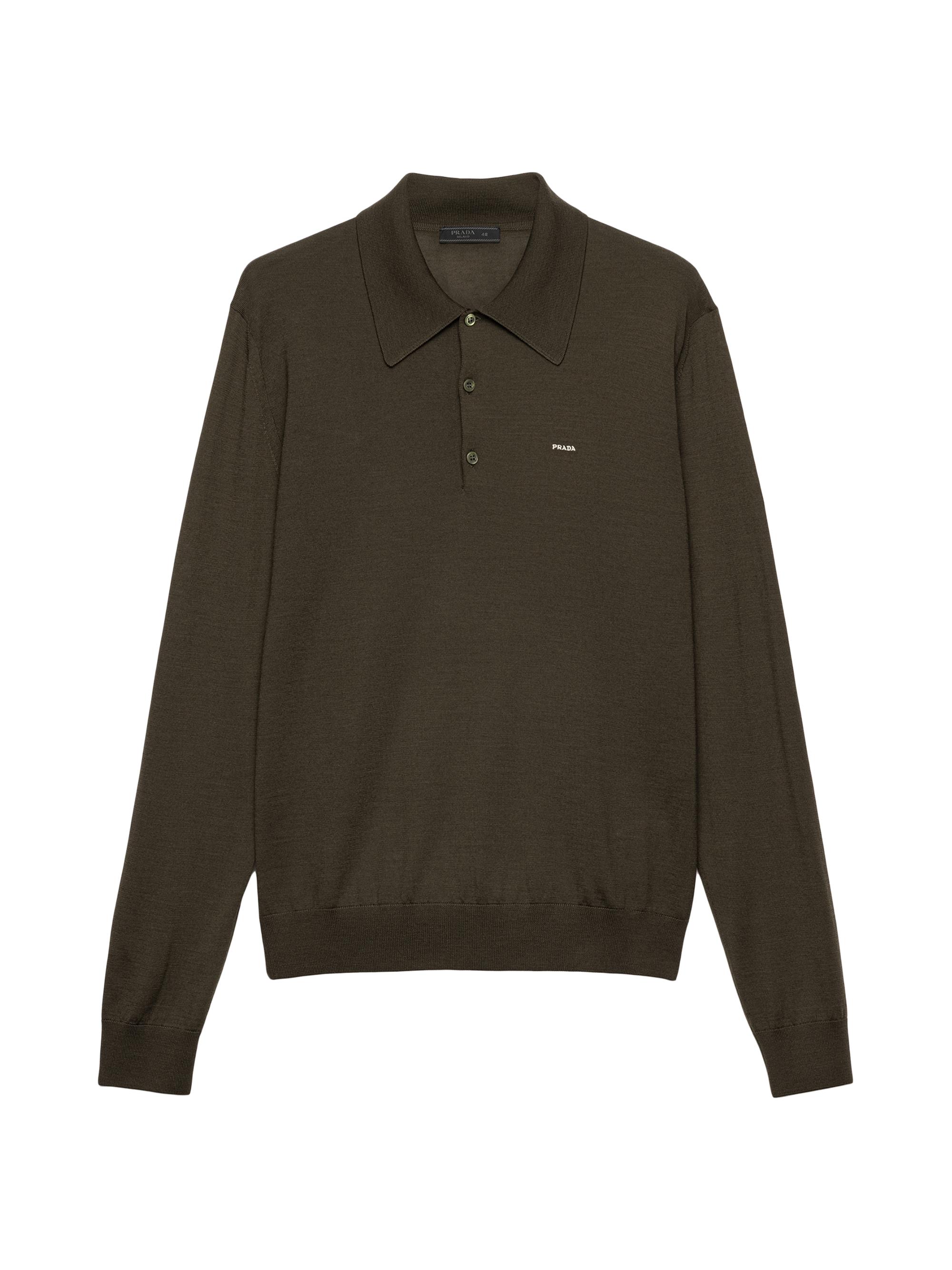 Prada Men's Worsted Wool Polo Shirt - Green