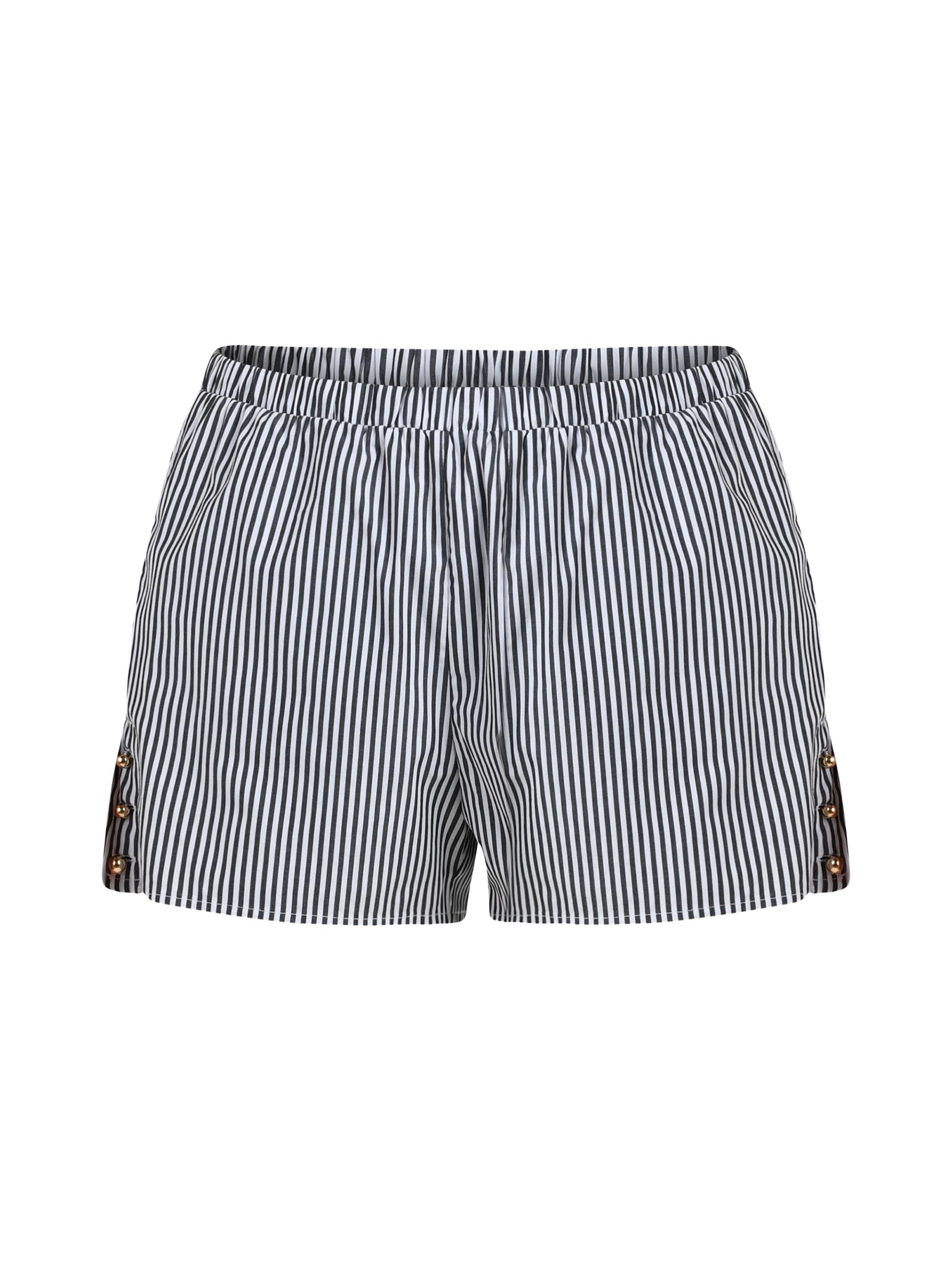 L'AGENCE Women's Voyage Amiya Striped Cotton Poplin Shorts - Black
