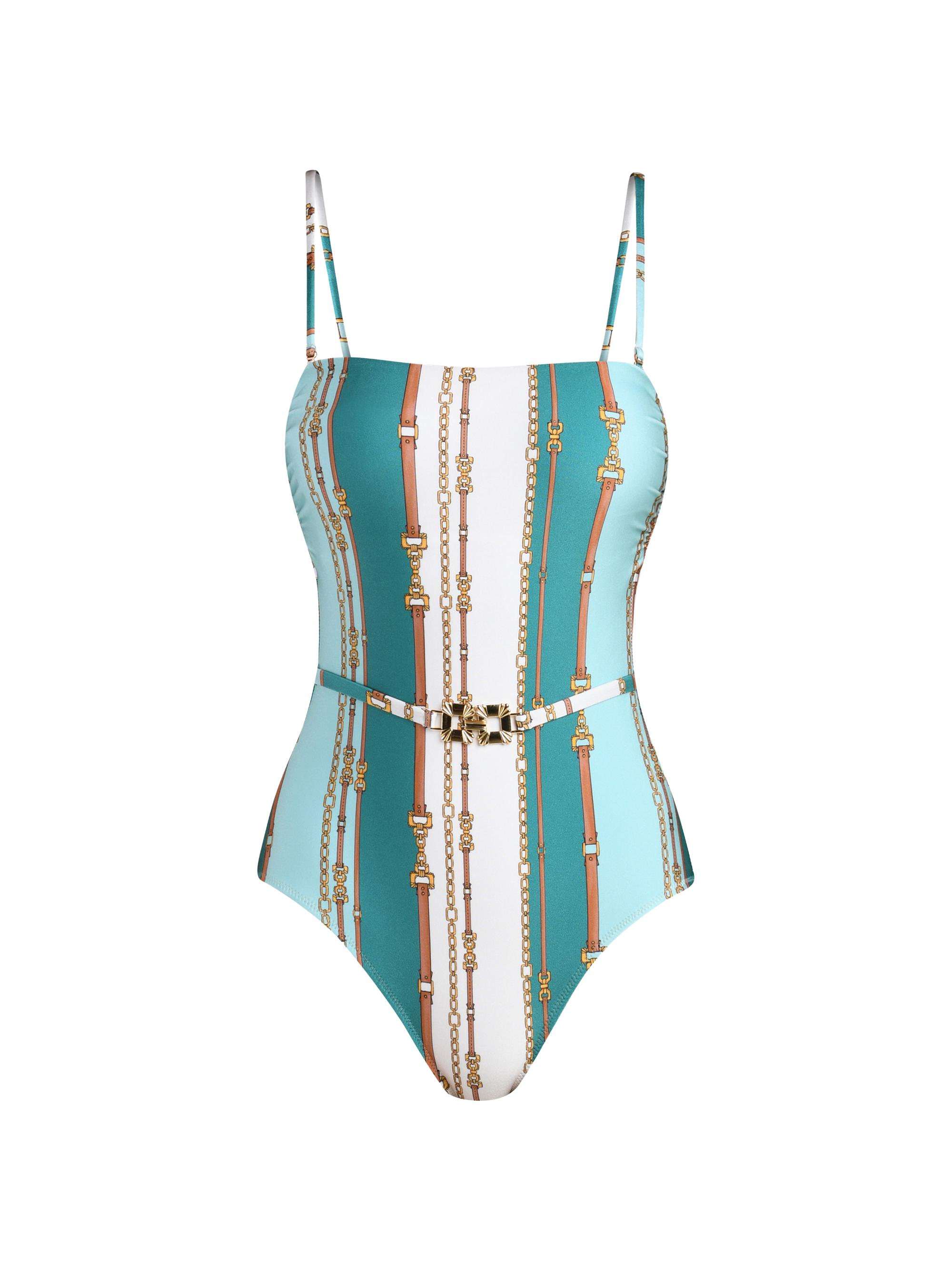 L'AGENCE Women's Tory Striped Bandeau One-Piece Swimsuit