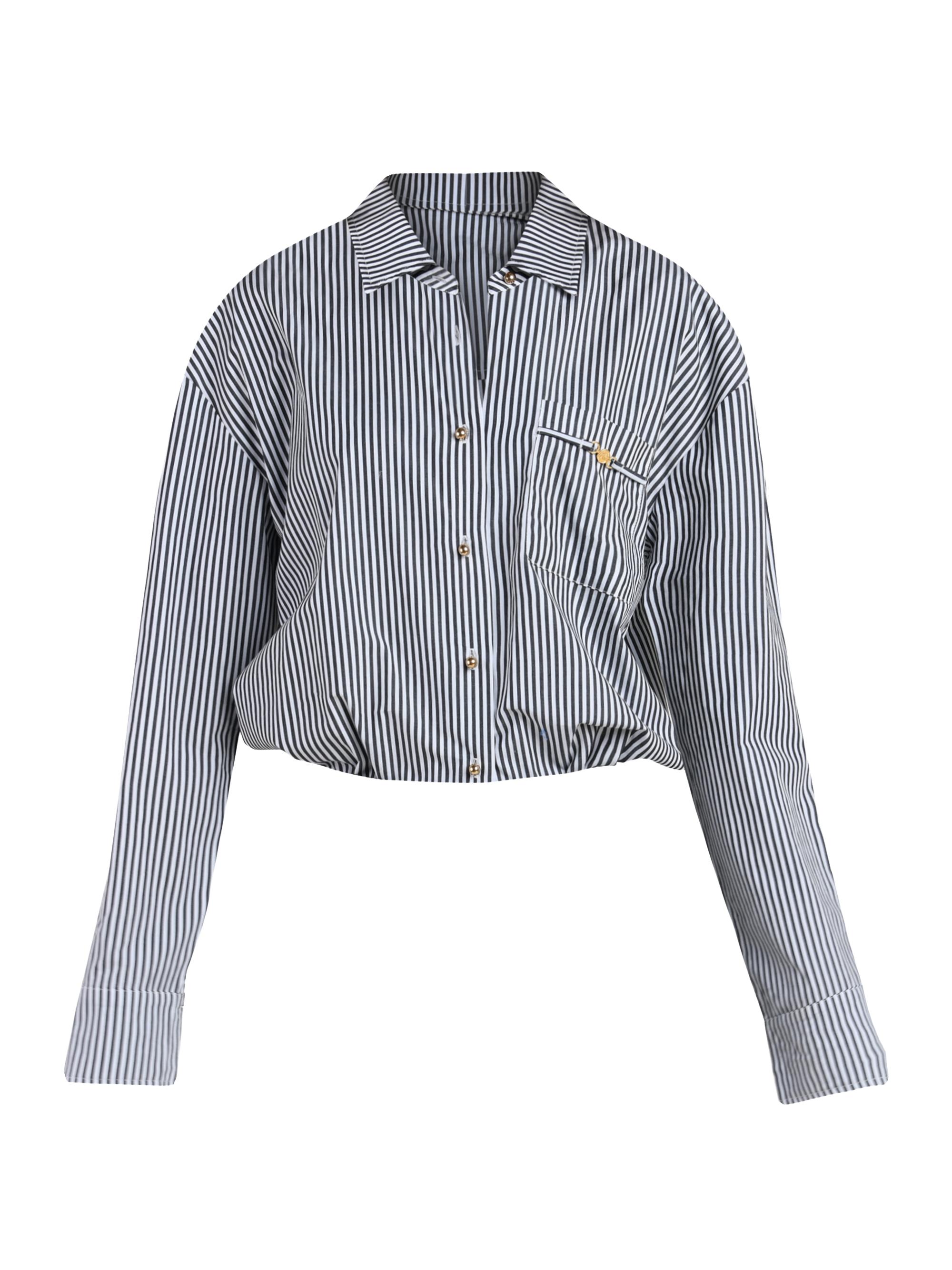 L'AGENCE Women's Lorena Voyage Striped Cotton Cover-Up Shirt - Black