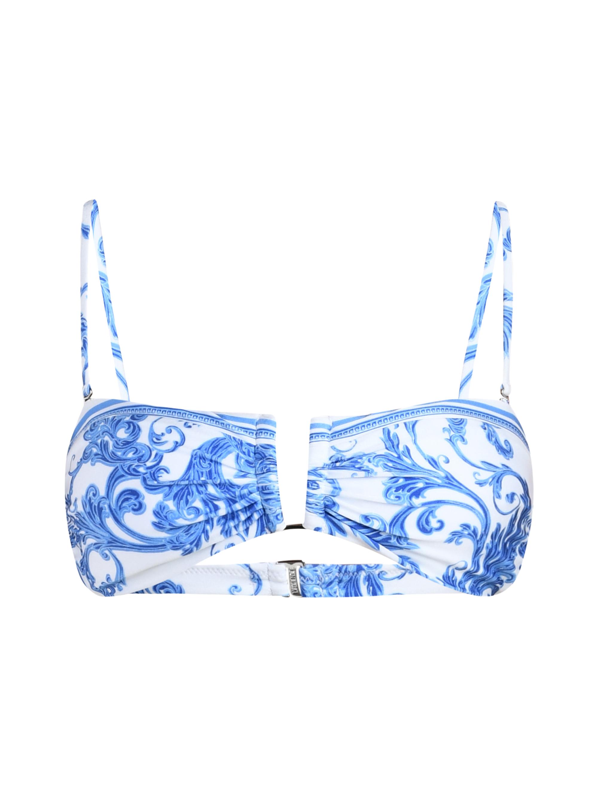 L'AGENCE Women's Baroque Krysta Printed Bandeau Bikini Top - Blue