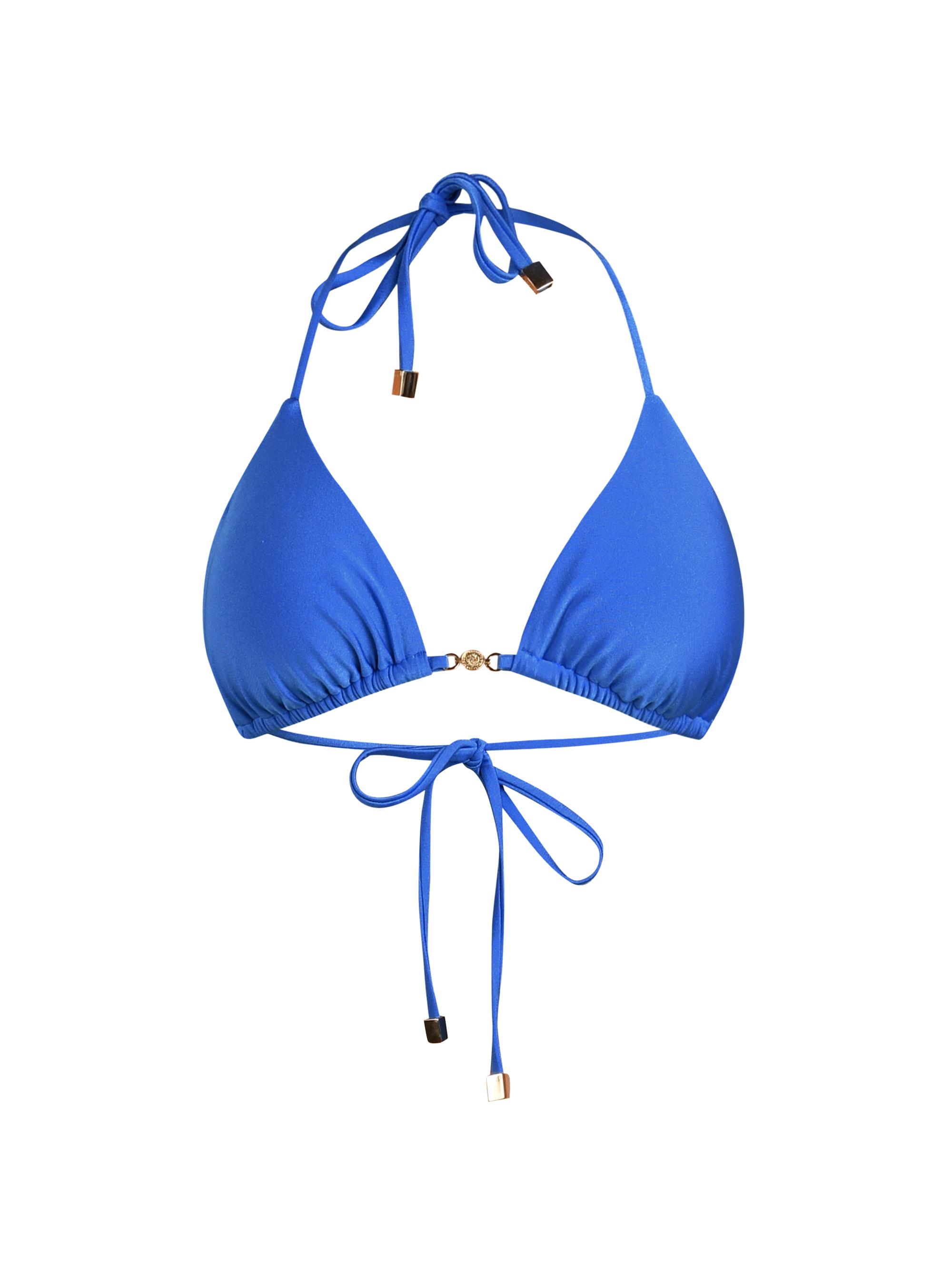 L'AGENCE Women's Shimmer Solids Kristin Shimmer Triangle Bikini Top - Capri Blue