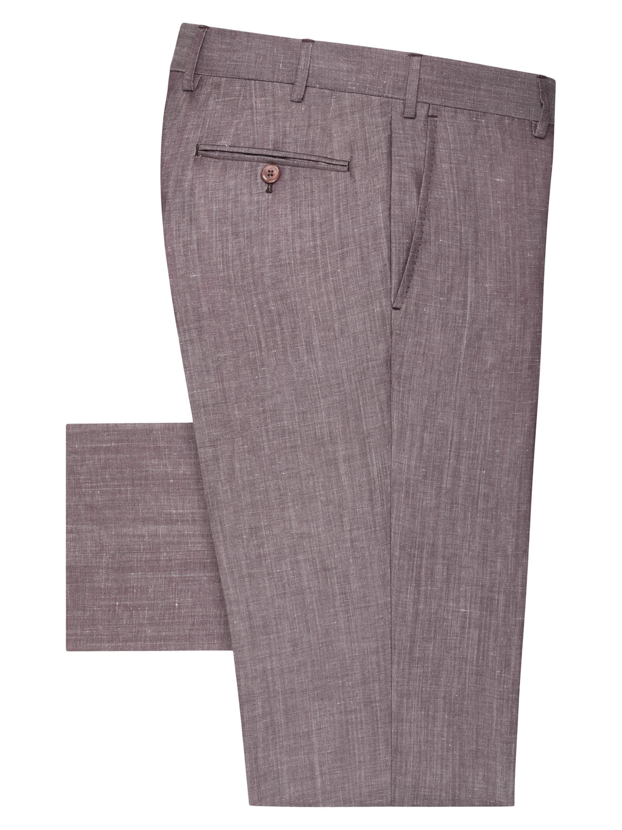 Stefano Ricci Men's Linen & Wool Slim-Fit Trousers - Grey Brown