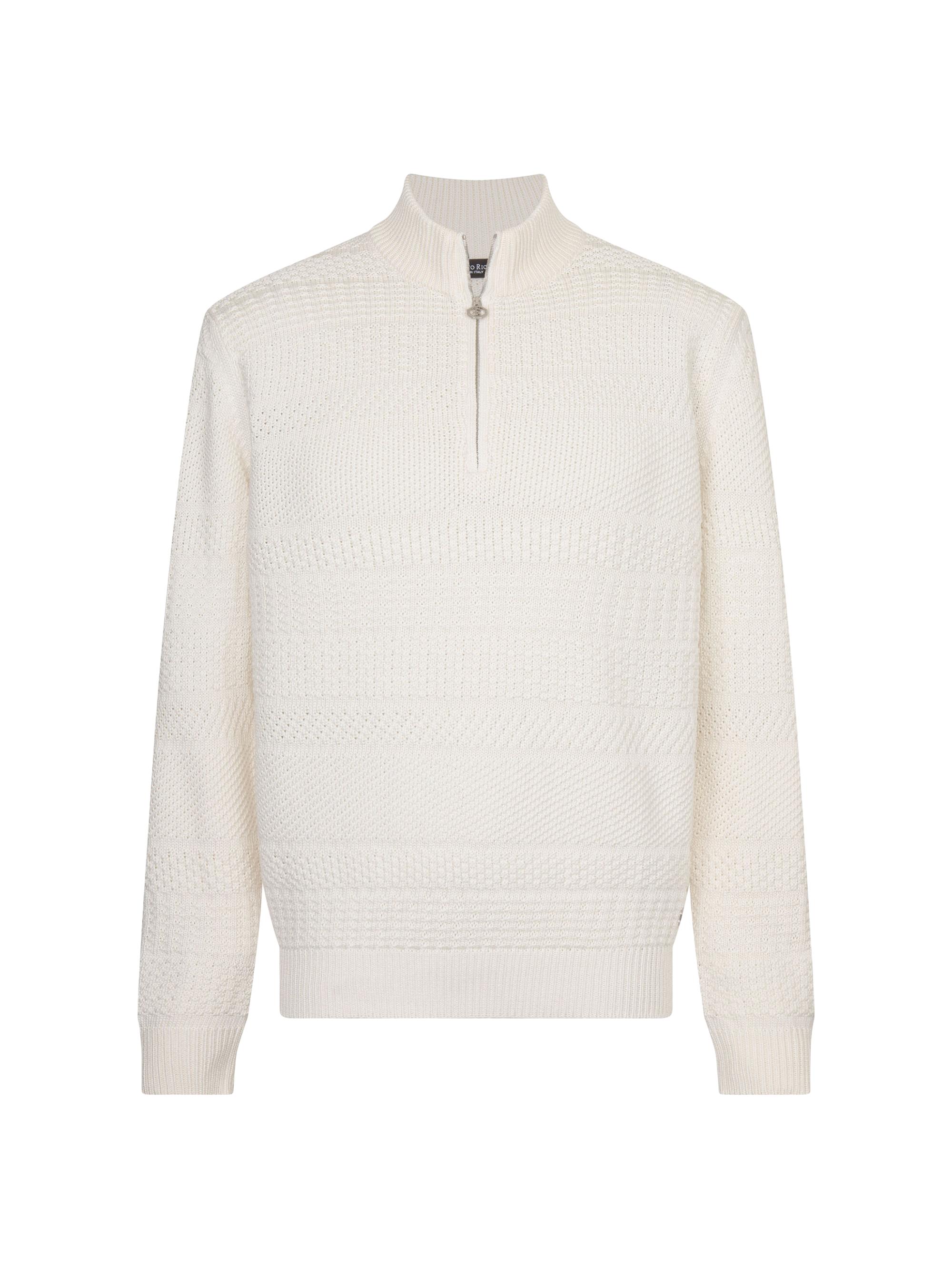 Stefano Ricci Men's Silk and Cotton Knit Mockneck Sweater - White